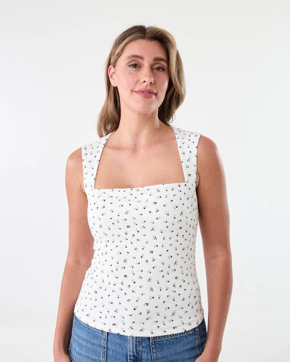 Sleeveless Square Neck Gathered Top