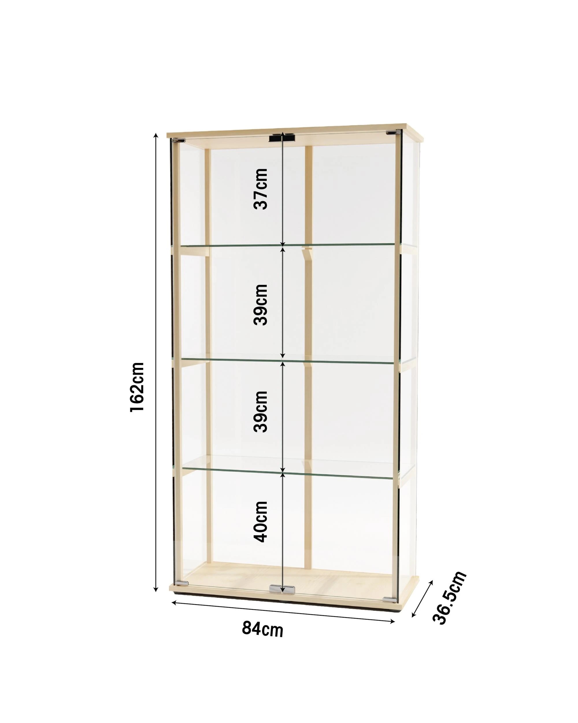 7 Kodu Glass Display 4 Tier Cabinet Trophy Display Storage Shelf 2 Door Beech - Natural, 7 of 7