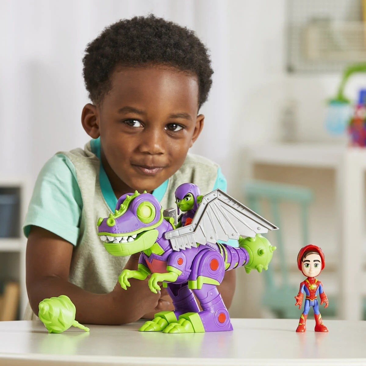 4 Disney Junior Marvel Spidey and His Amazing Friends Dino Webs Goblinsaurus Mech Pack, 4 of 5
