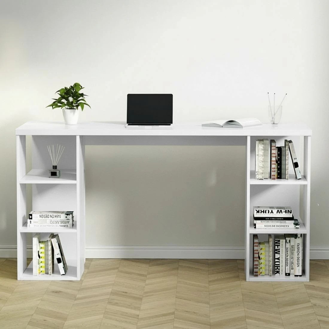5 Artiss Computer Desk Bookshelf White 150CM - White, 5 of 9
