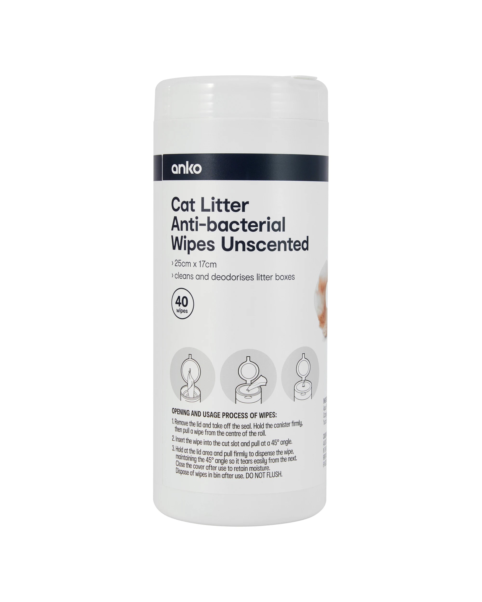 1 40 Piece Cat Litter Anti-bacterial Wipes, 1 of 3