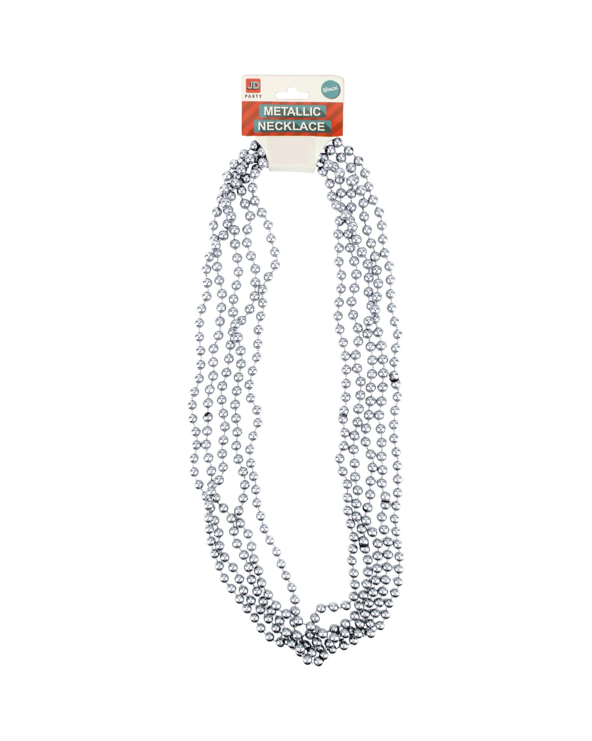 1 JD Party Metallic Necklaces Pack of 5 - One Size - Silver, 1 of 1