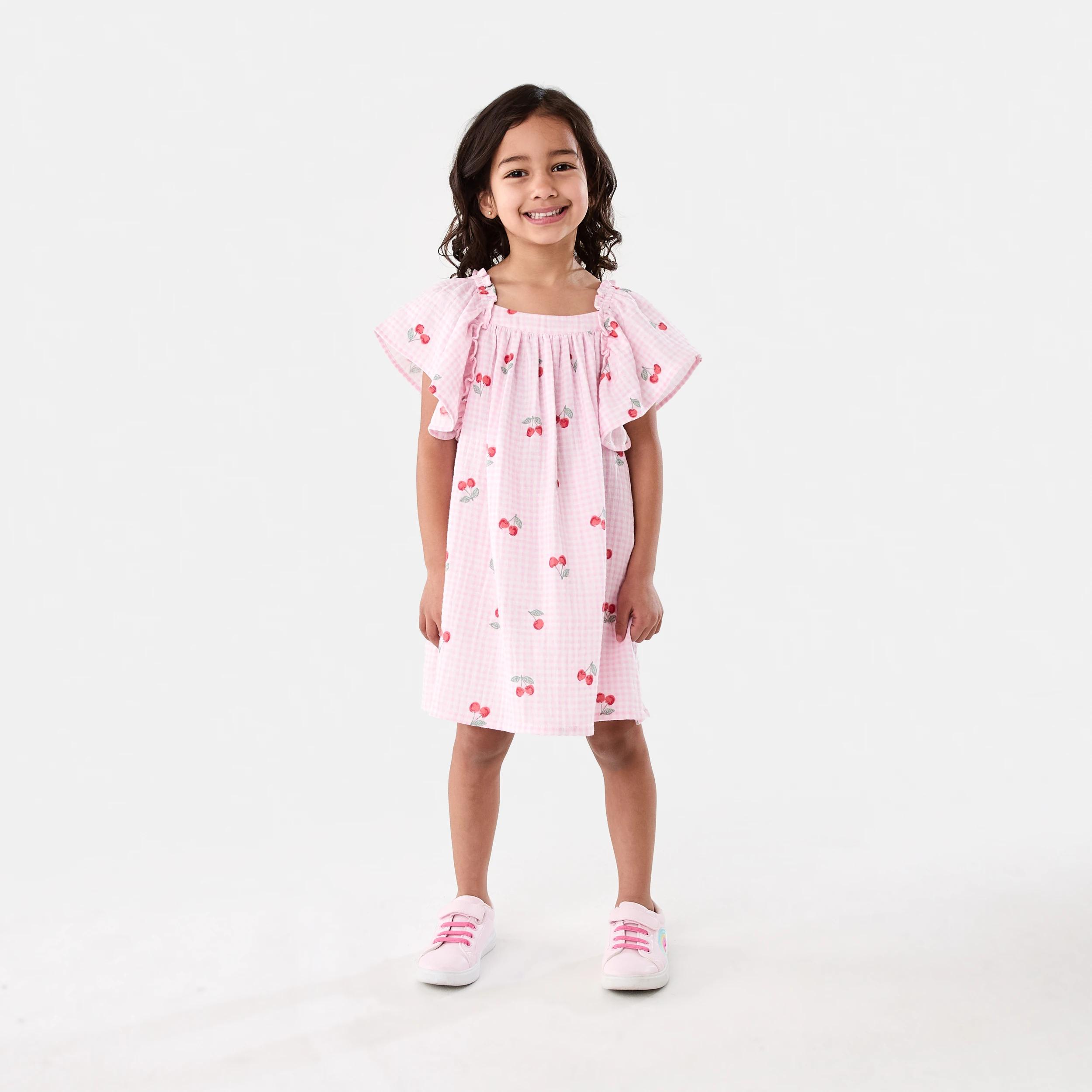 7 Woven Frill Sleeve Dress Pnk Cherry, 7 of 8