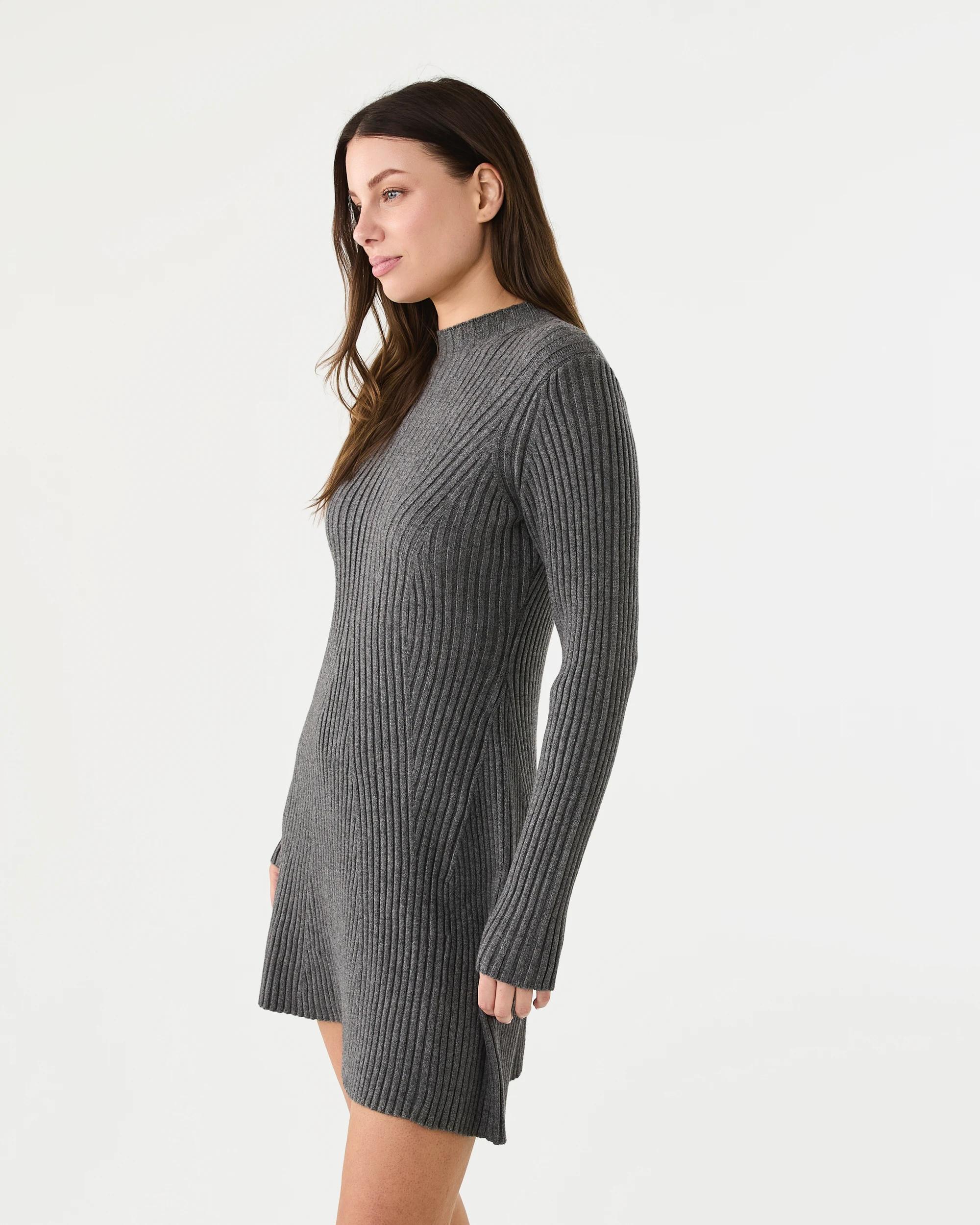 2 Long Sleeve True Knit Skater Mini Dress Gry Chmrle, 2 of 8
