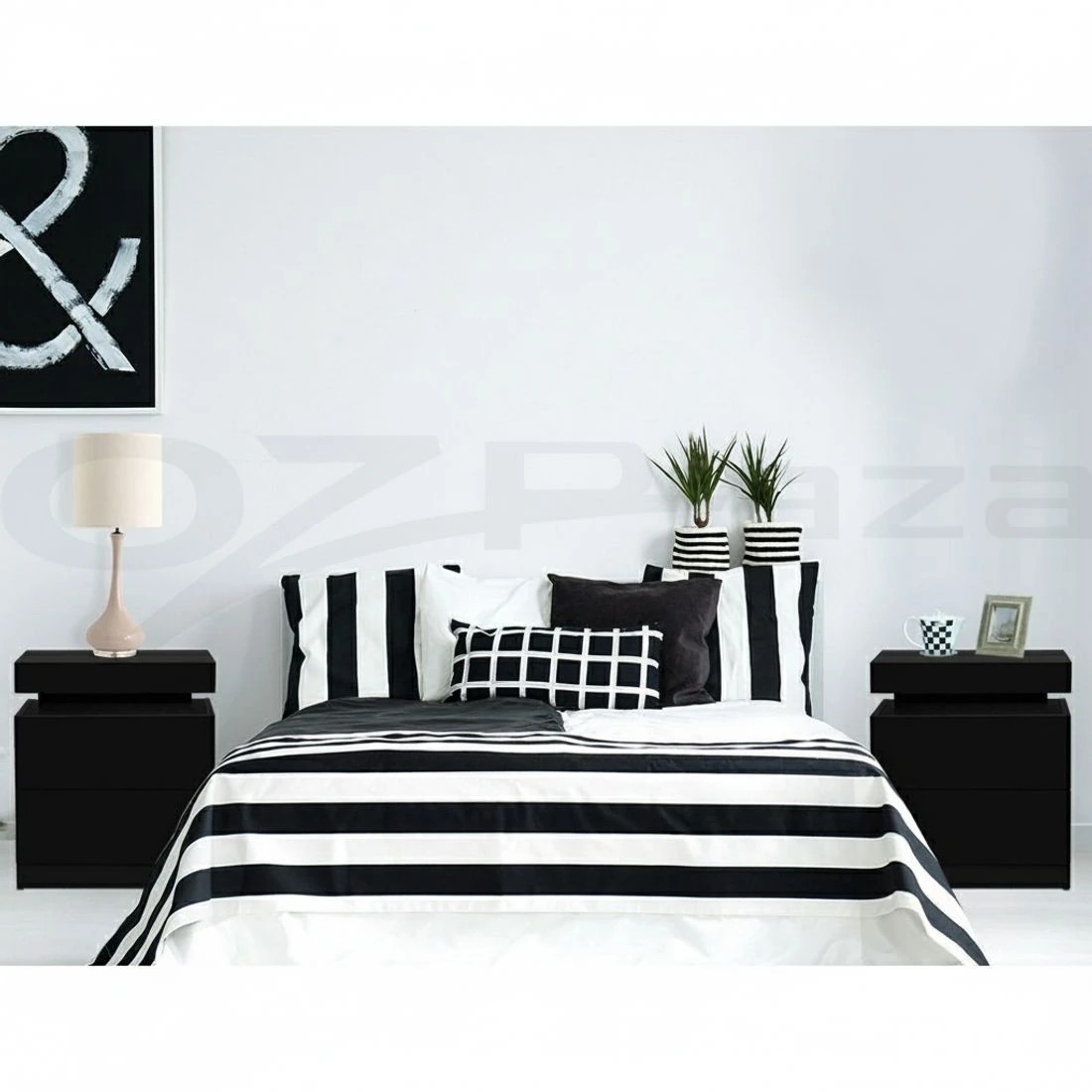 7 Artiss 2X Bedside Table 2 Drawers Lift-up Storage - Black, 7 of 8