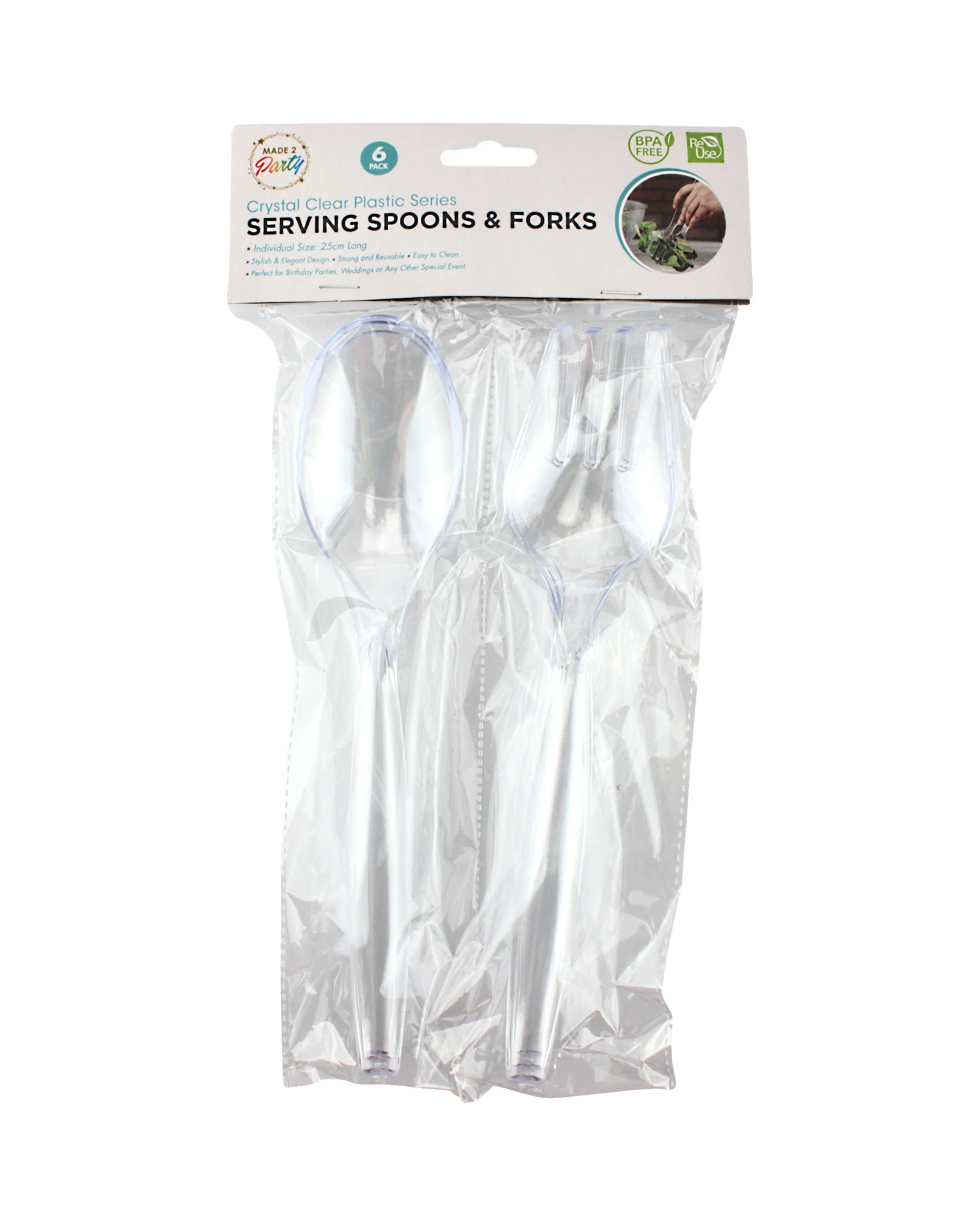 3 Made 2 Party Plastic Salad Servers 6 Pieces - Clear, 3 of 3