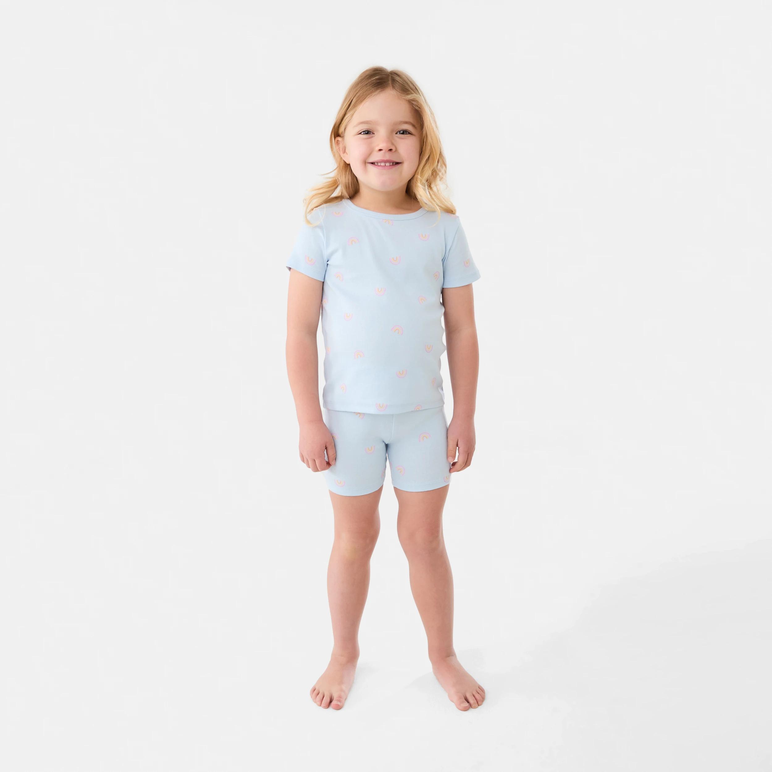 5 Short Sleeve Ribbed Pyjama Set BLUE RAINBOW, 5 of 8