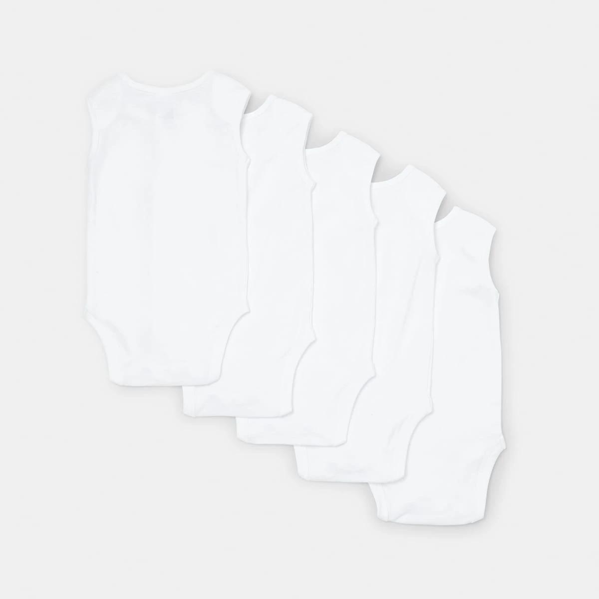 2 5 Pack Sleeveless Bodysuits WHITE MULTI PACK, 2 of 4