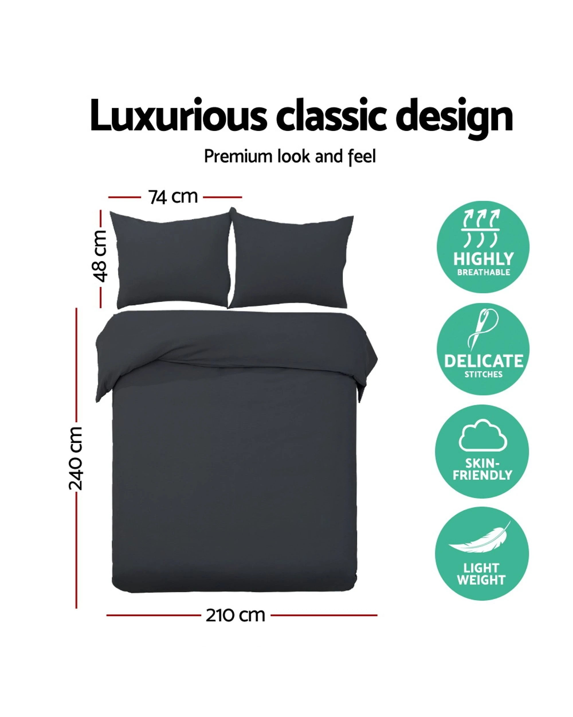 2 Giselle Bedding Quilt Cover Set Classic Black King
 - King Bed
 - Black, 2 of 3