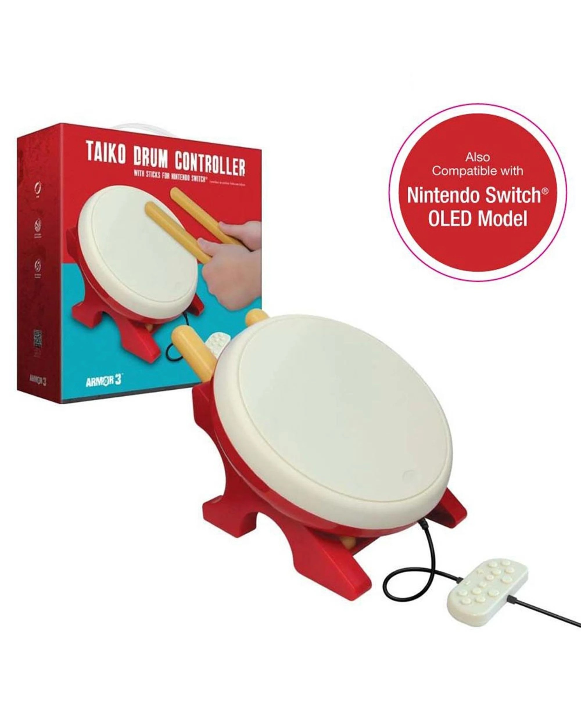 1 Armor3 Taiko Drum Controller with Sticks for Nintendo Switch, 1 of 3