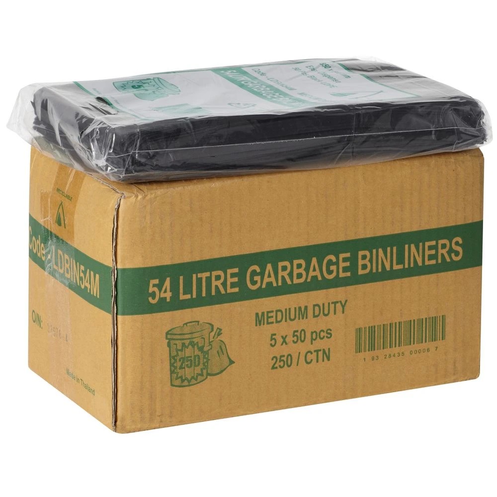 2 Tailored Packaging Medium Duty Bin Liners 54L 250 Pack Black, 2 of 2