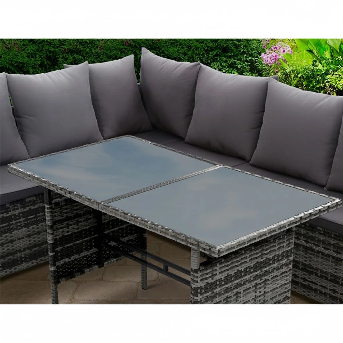 4 Gardeon Outdoor Dining Set Sofa Lounge Setting Chairs Table Ottoman Cover - Grey, 4 of 5