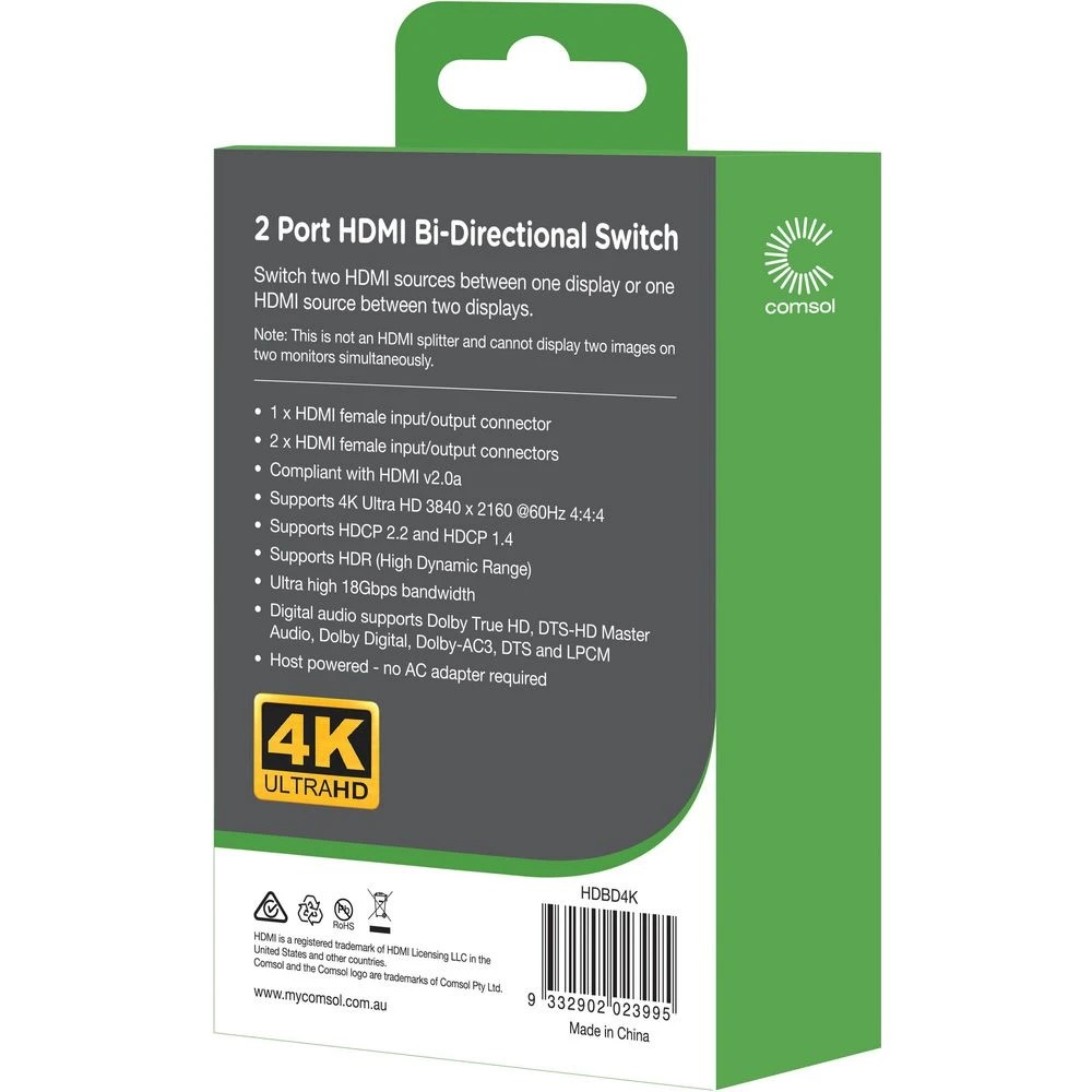 2 Comsol 2 Port Bi-directional 4K HDMI Switch, 2 of 3