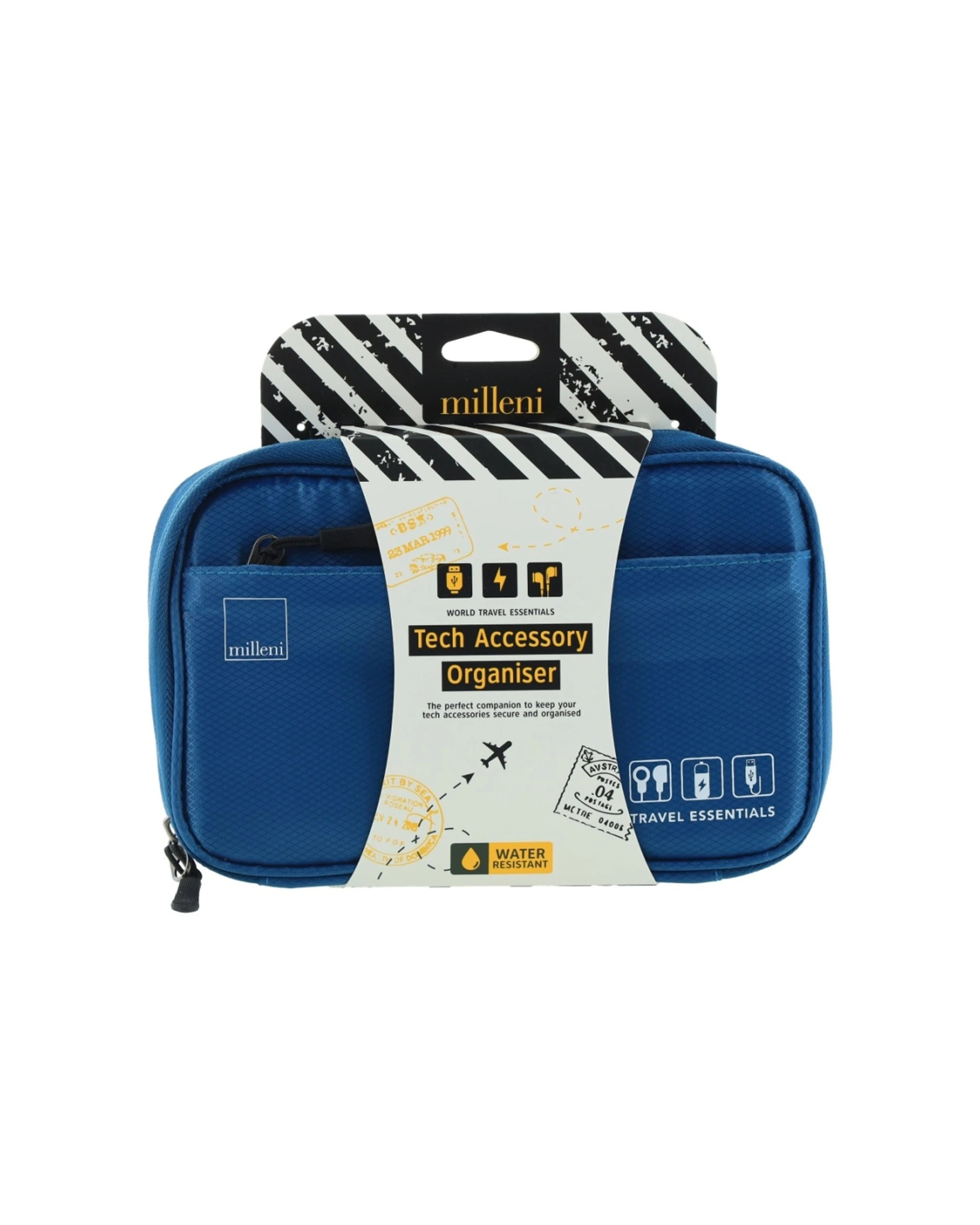 1 Milleni Multiple Compartment Secure Travel Tech Accessory Organizer 21cm Teal - Blue, 1 of 5