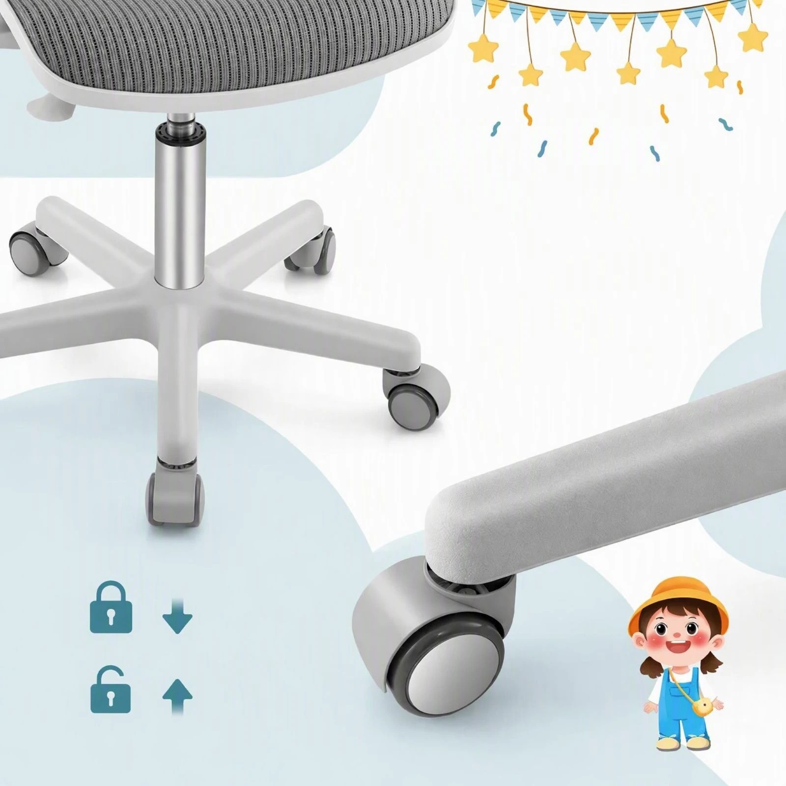 Costway Kids Desk Chair Swivel Mesh Computer Chair Study Chair w ...
