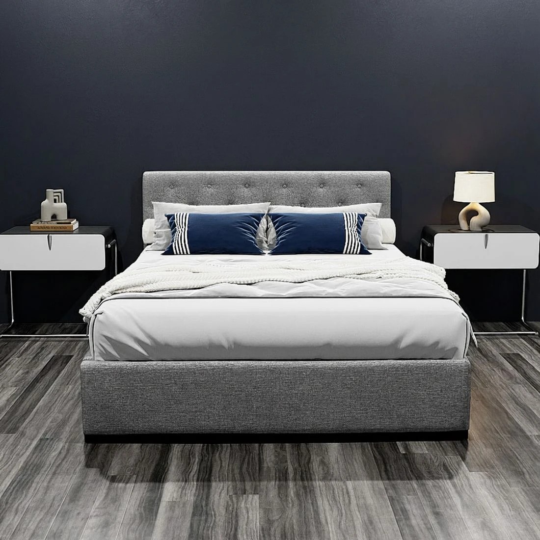 5 Artiss Bed Frame Double Size Gas Lift  VILA - Grey, 5 of 10