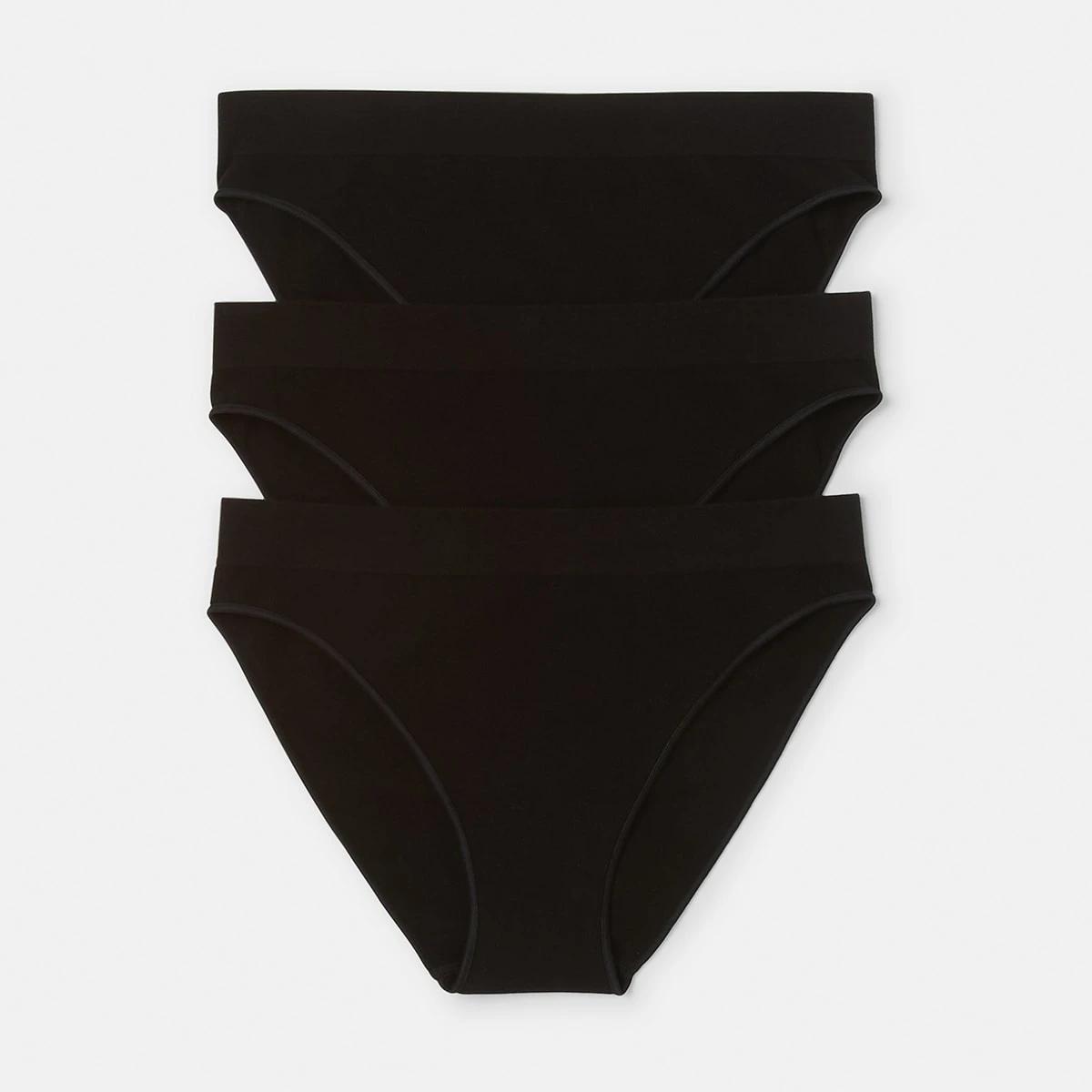 1 3 Pack Seamfree Cotton Bikini Briefs BLACK, 1 of 6