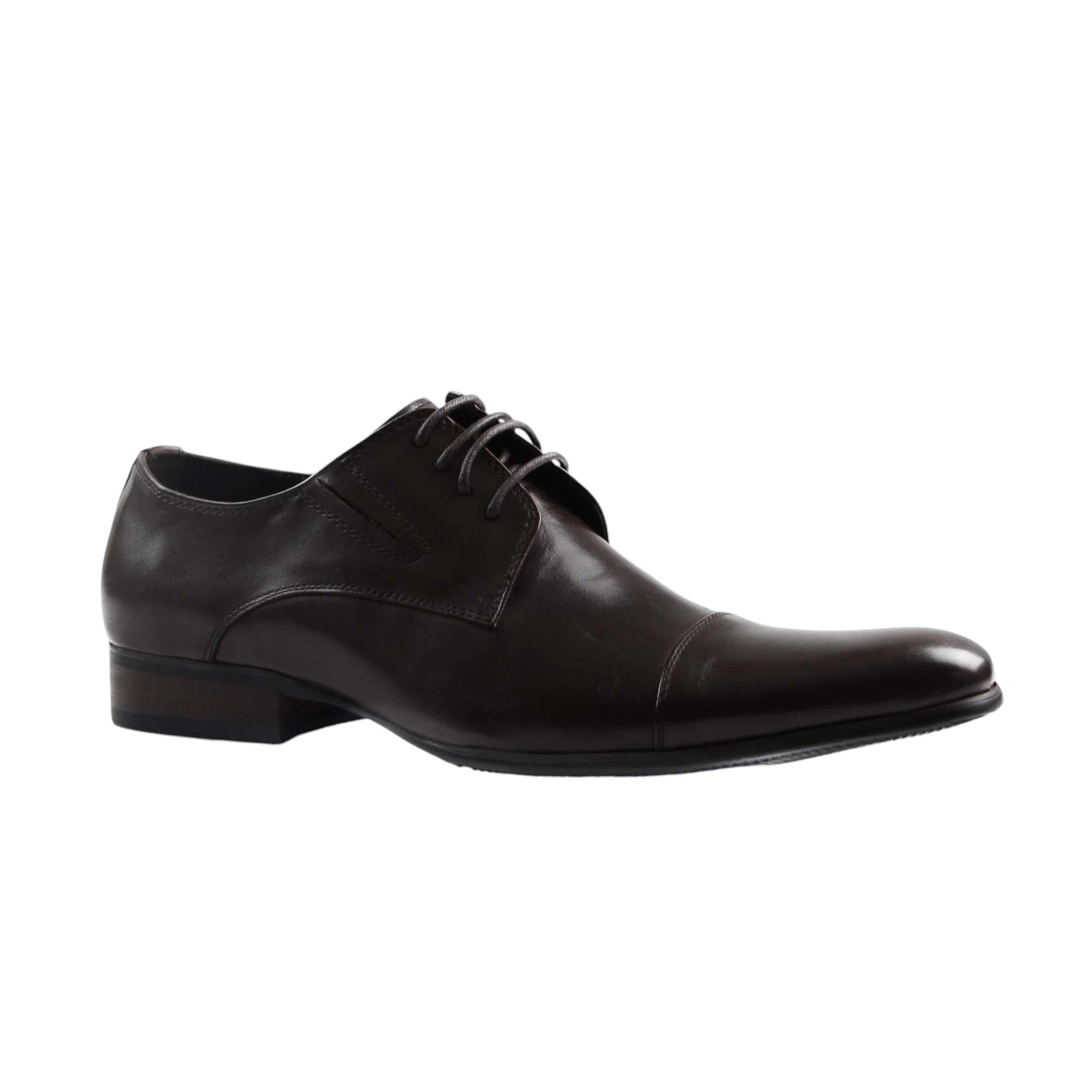1 Zasel Mens Castro Leather Lace Up Work Formal Dress Wedding Shoes DARK BROWN, 1 of 3