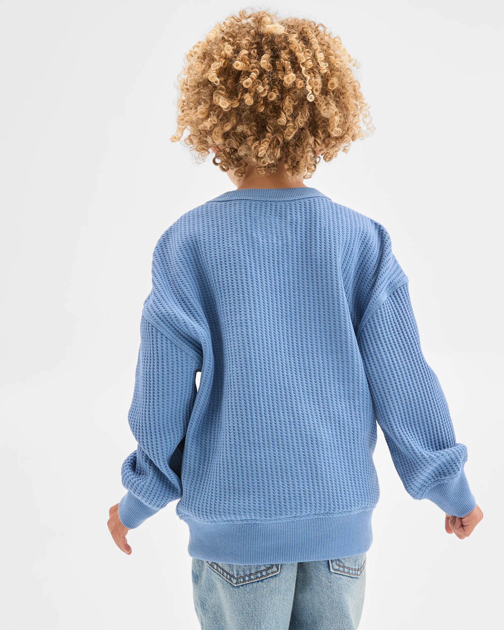 3 Target Kids Australian Cotton Long Sleeve Oversized Waffle T-Shirt BLUE, 3 of 5