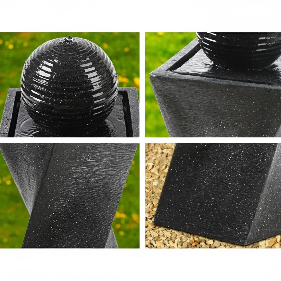 5 Gardeon Solar Water Feature Twisted Fountain LED Light Bird Bath 85CM - Black, 5 of 8