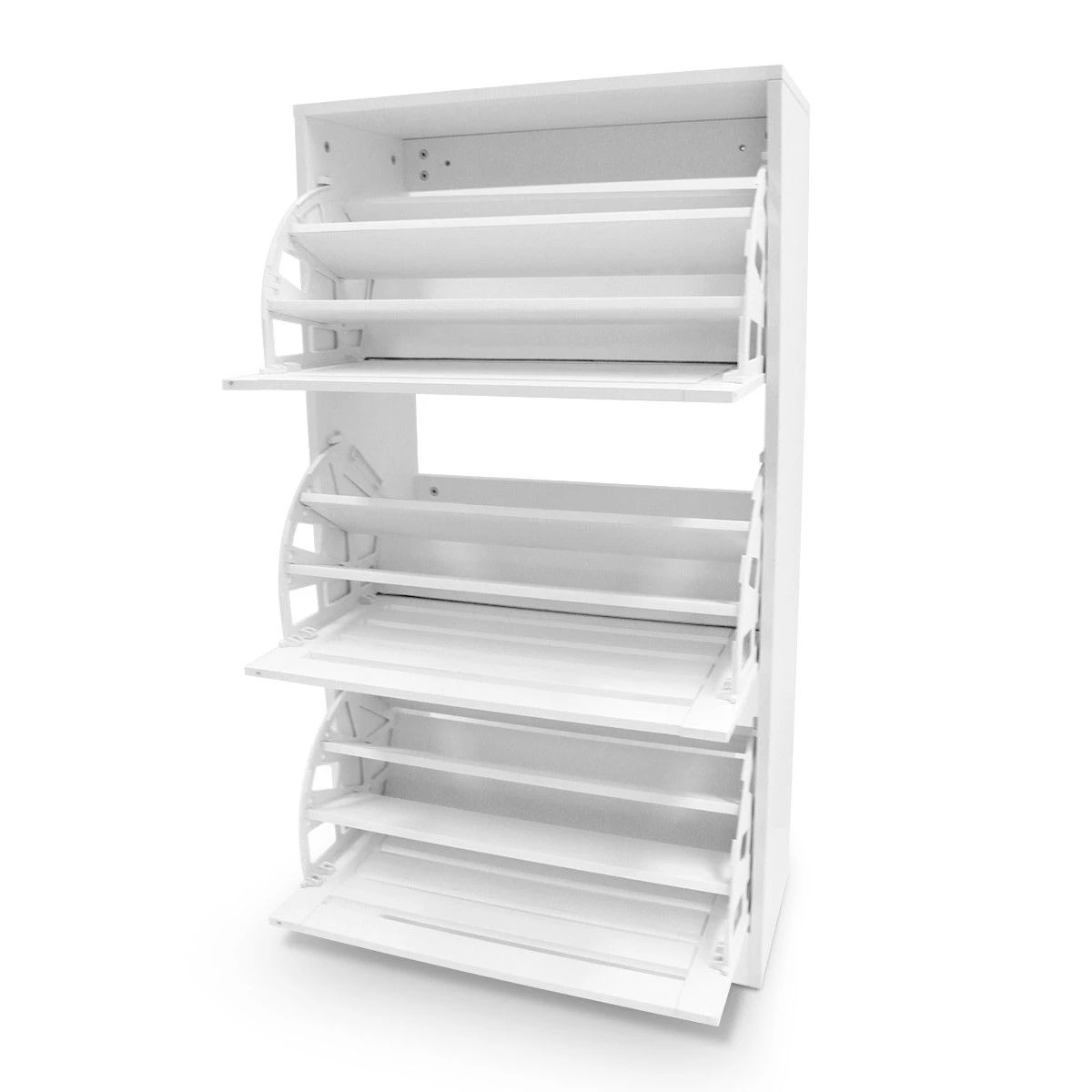 4 Ausway 45 Pair Wood Shoe Storage Cabinet 3 Door Shoe Organizer Rack - White, 4 of 6