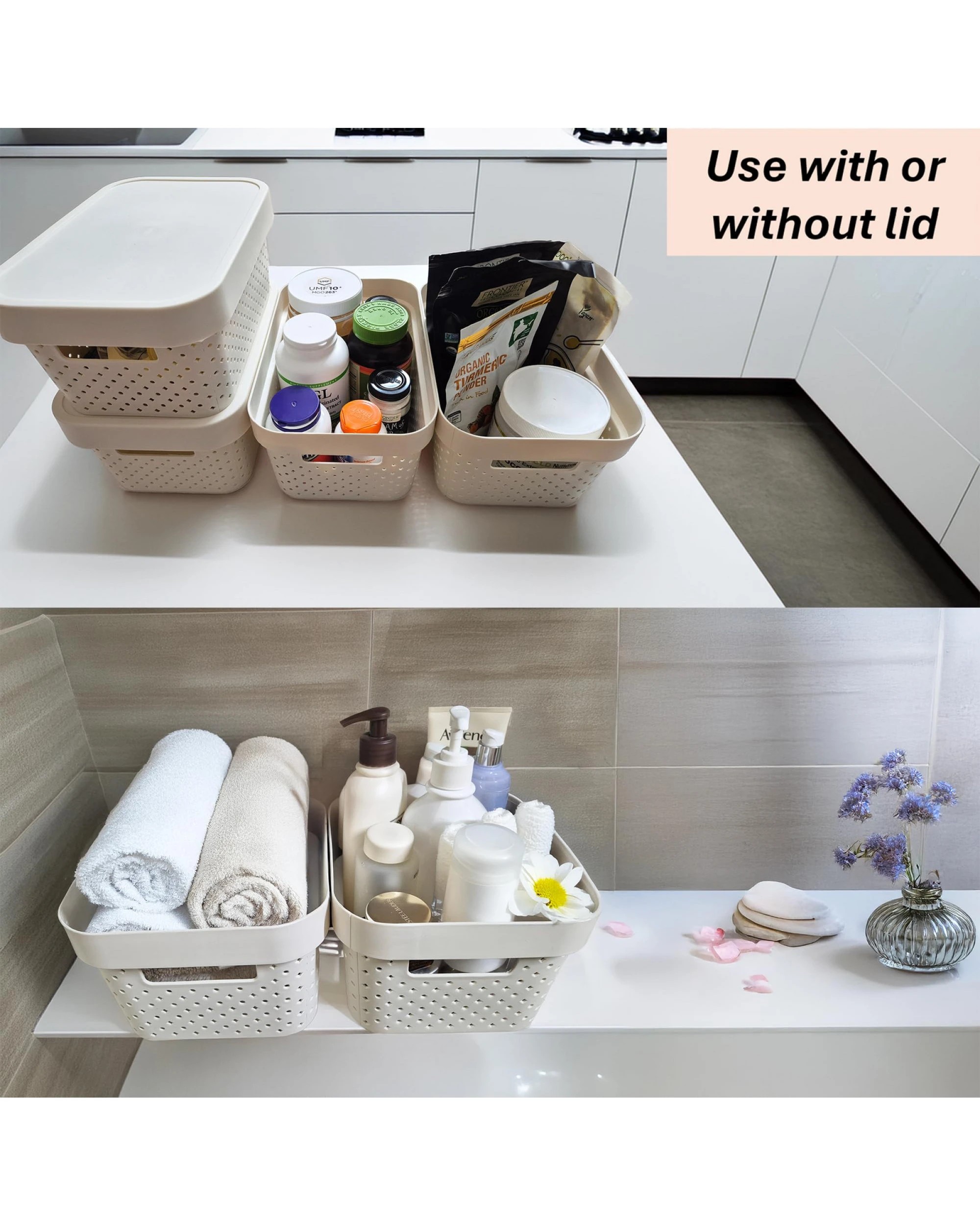 2 BR Home Premium Plastic Storage Basket Container with Lid, 5L Capacity, Pack of 24, 2 of 5