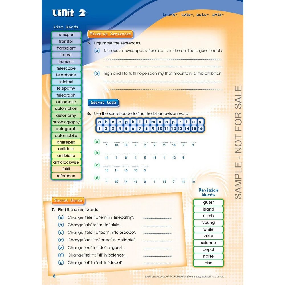 5 Spelling Workbook/Interactive Book F, 5 of 5