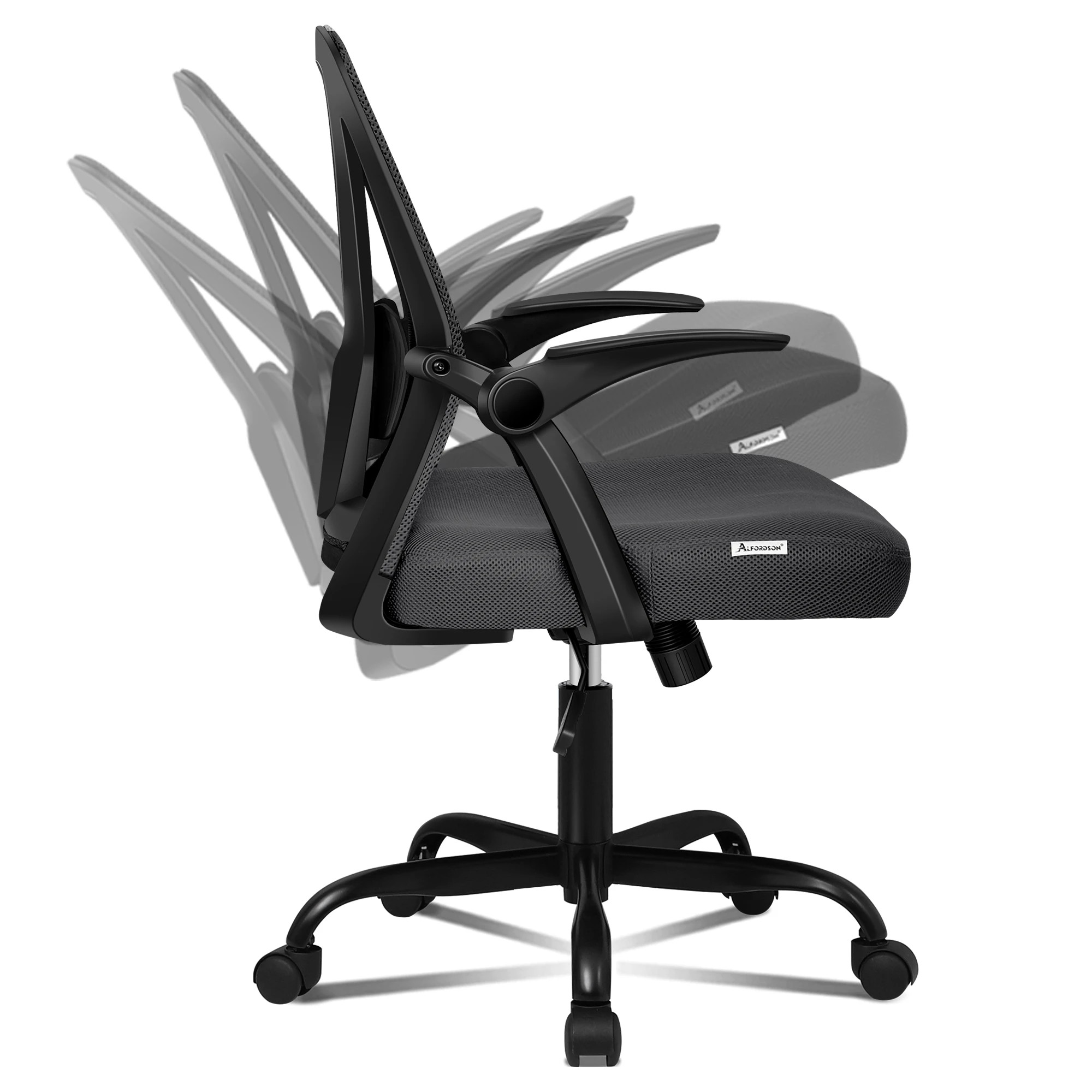 5 Alfordson Mesh Office Chair Executive Fabric Tilt Seat Gaming Computer - Grey, 5 of 10