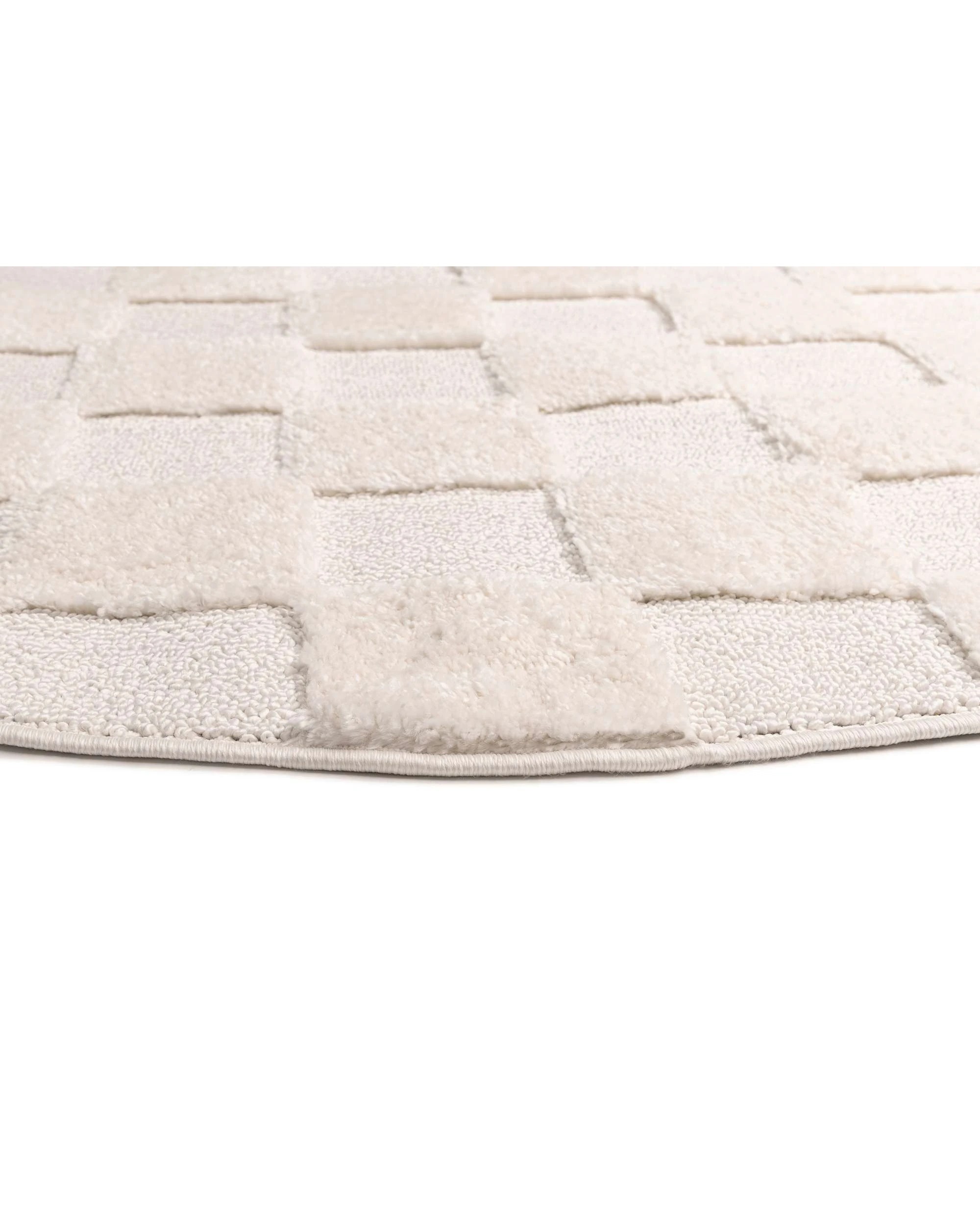 2 Loopsie Ambra Checkered Round Rug-200cm x 200cm - White, 2 of 5