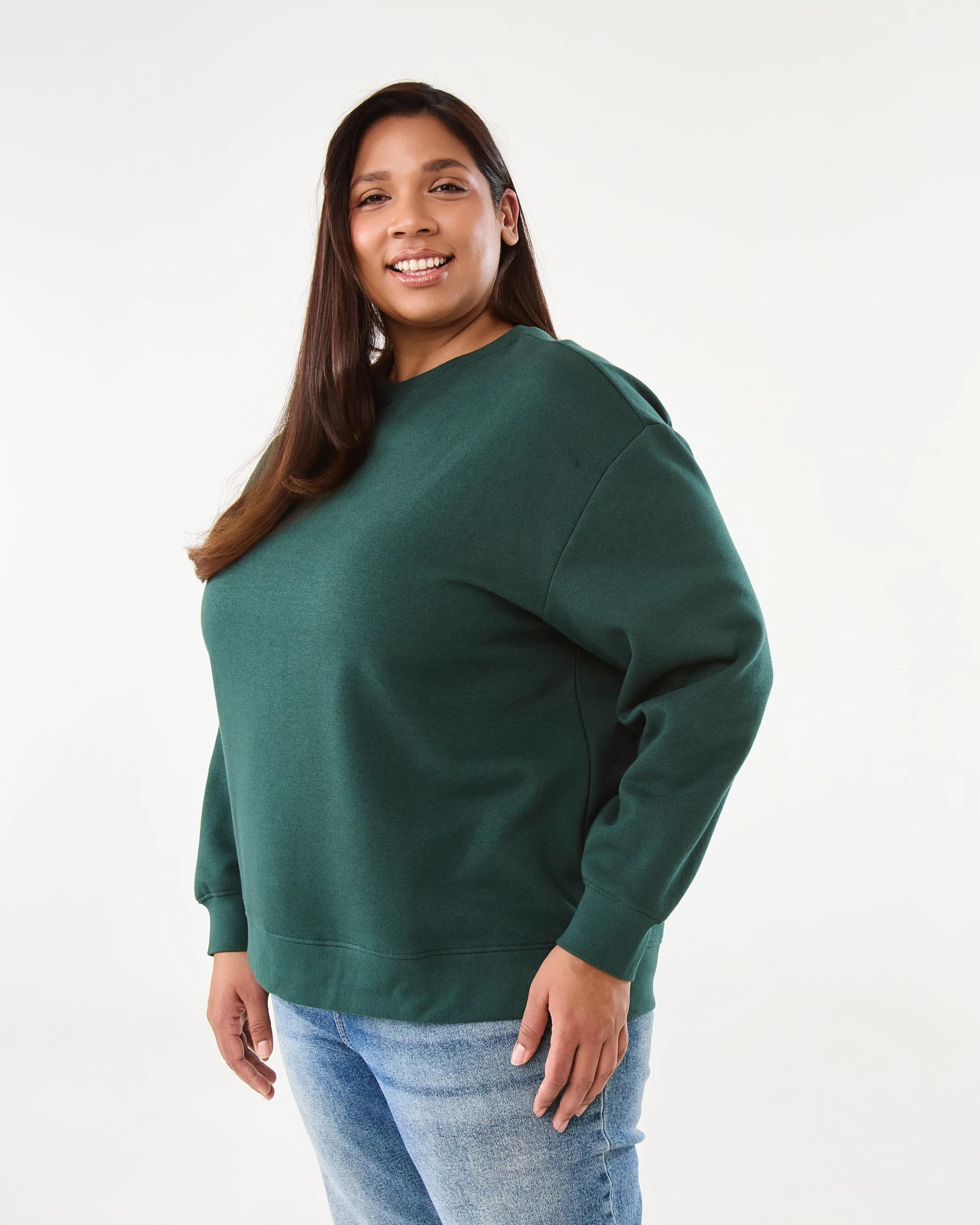 2 Curve Long Sleeve Boxy Sweatshirt Grn Leaf, 2 of 7