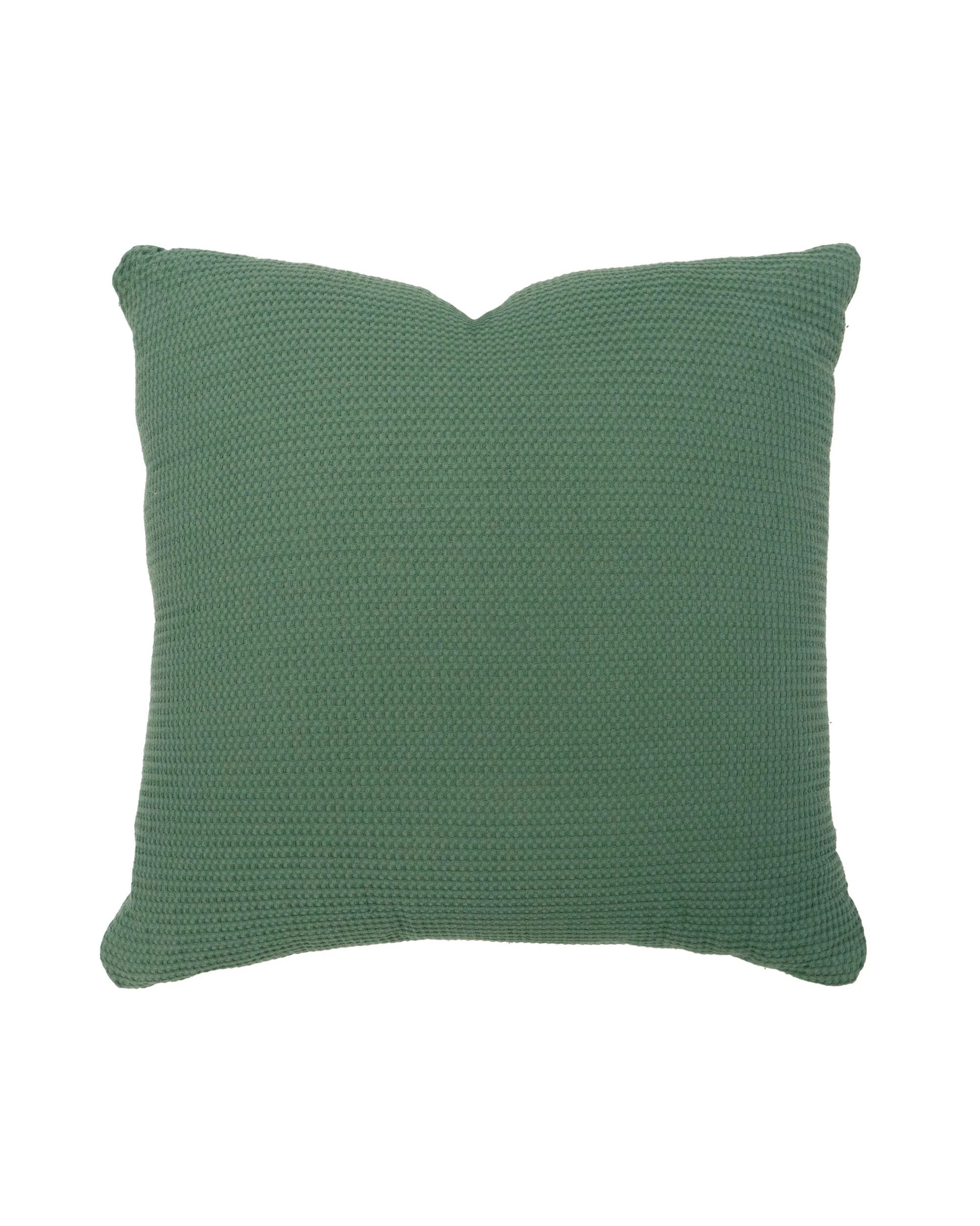 1 Bambury Milo Cotton Soft Waffle Textured Square Cushion Juniper - Green, 1 of 5