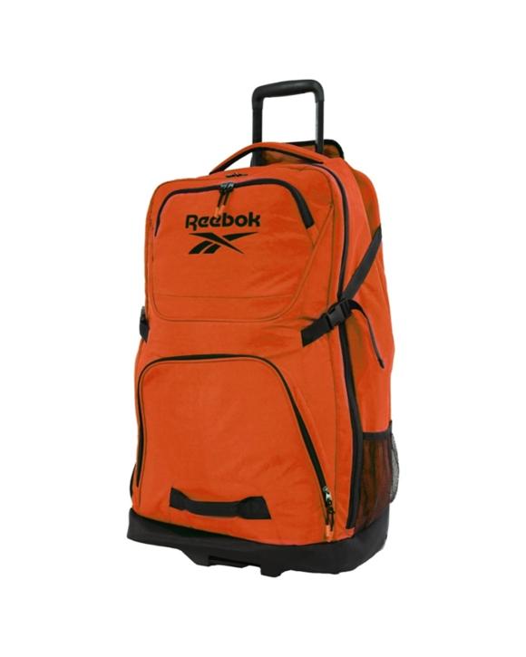 Reebok 87L Trekker Lightweight Crushed Nylon Trolley Bag Rolling Ball Bearing Wheels - Orange