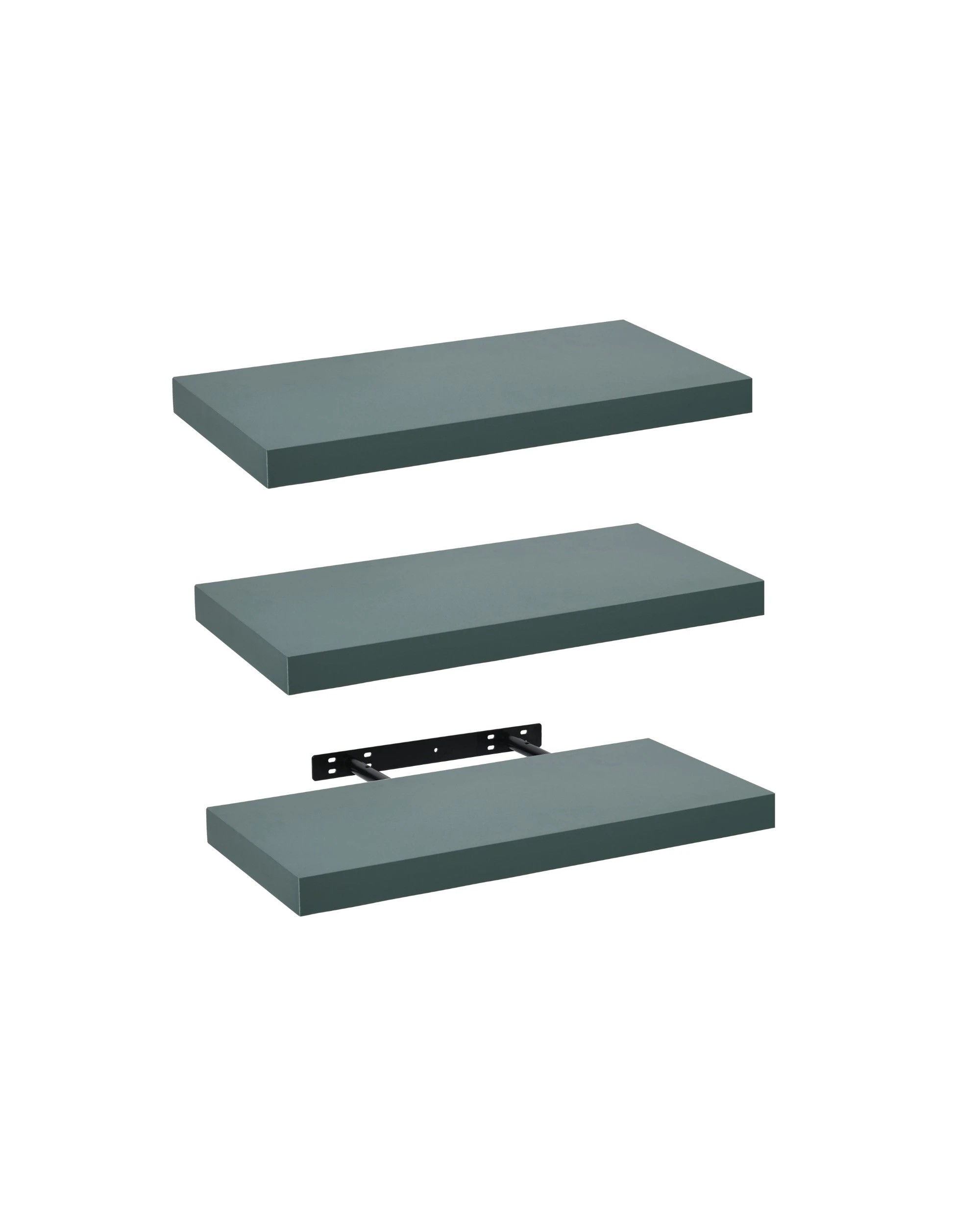 3 Takara Seiso Floating Wall Shelves Display Rack (Set of 3) Medium 60cm - Green, 3 of 9