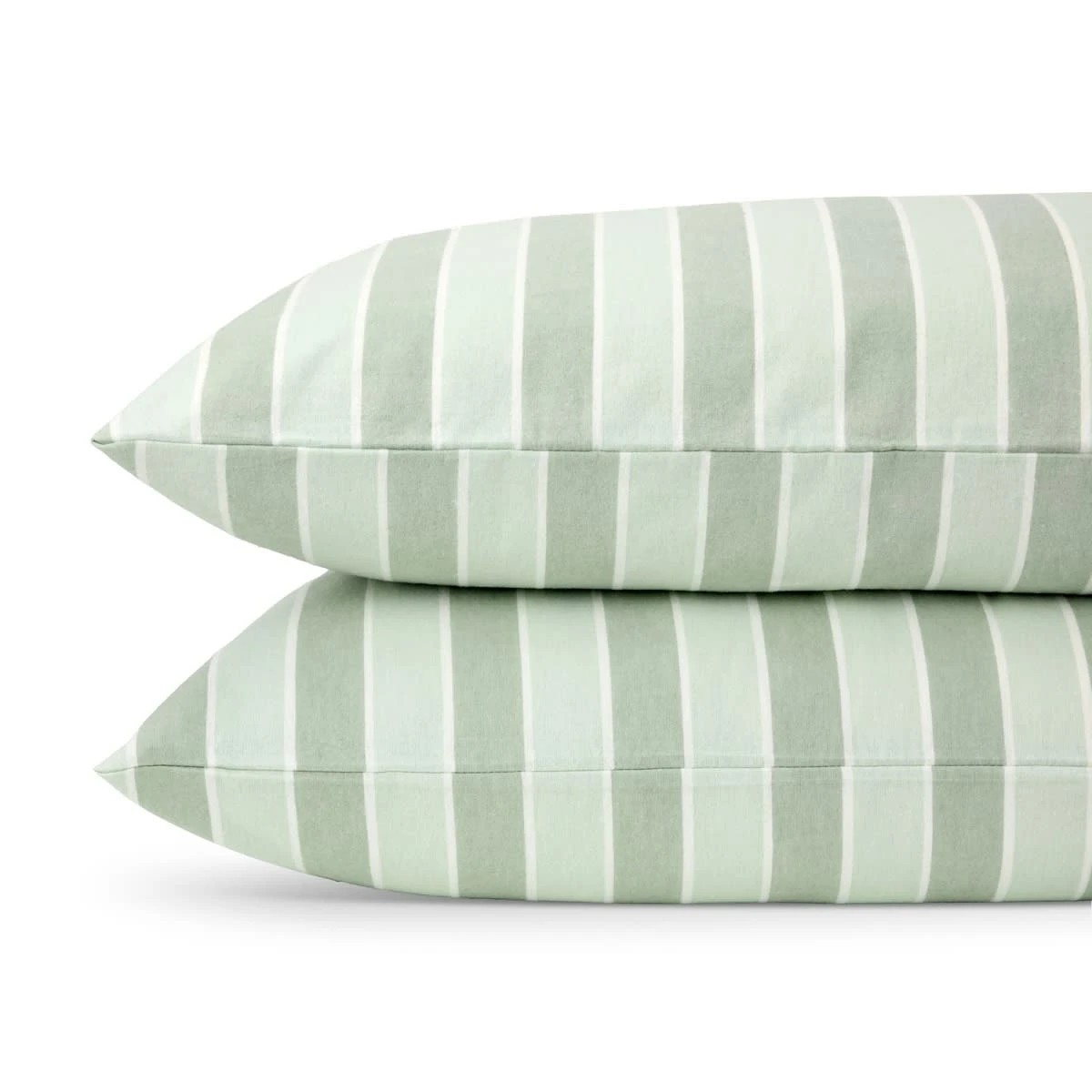 2 Stripe Flannelette Cotton Sheet Set - Double Bed, Sage, 2 of 7