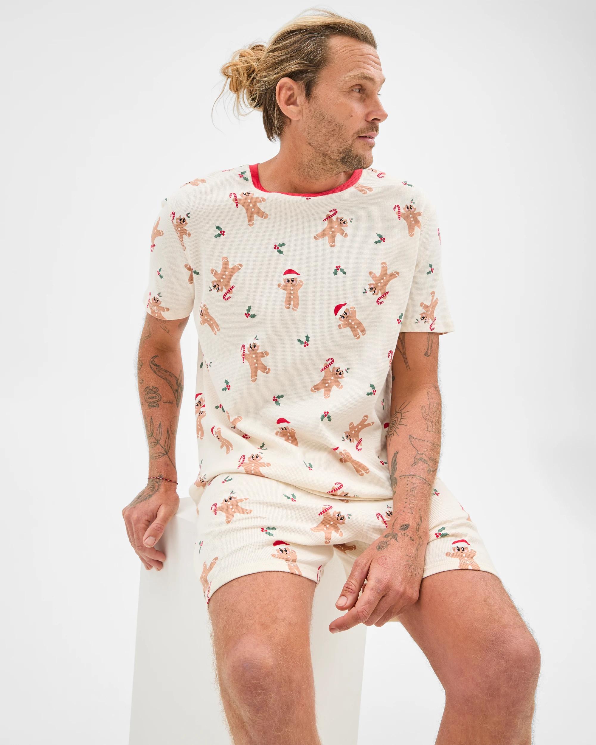 3 Target Family Matching Christmas Gingerbread Australian Cotton Mens Waffle Pyjama Set GINGERBREAD, 3 of 7