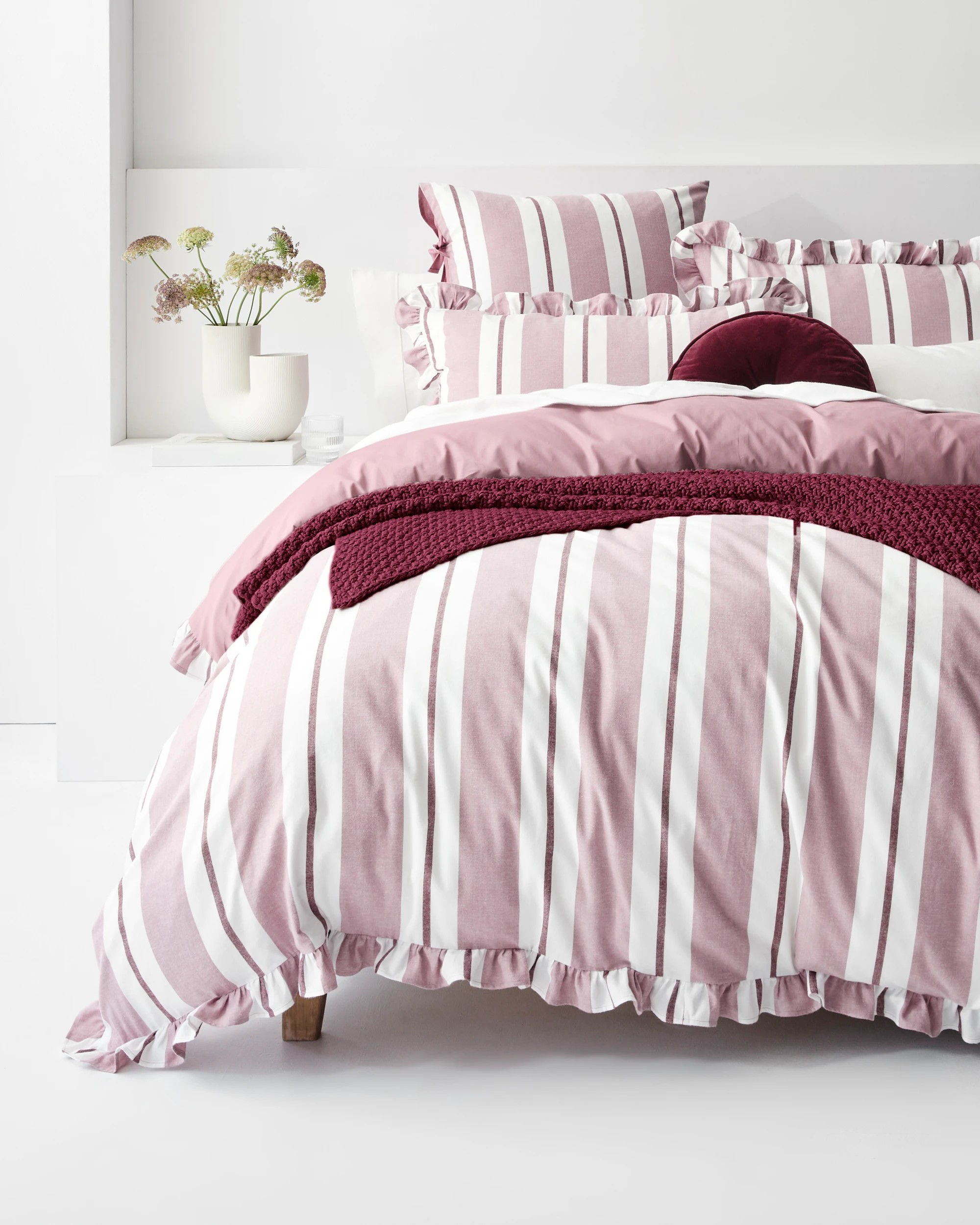 2 Target Peyton Australian Cotton Herringbone Stripe Quilt Cover Set - King Bed - Pink, 2 of 8
