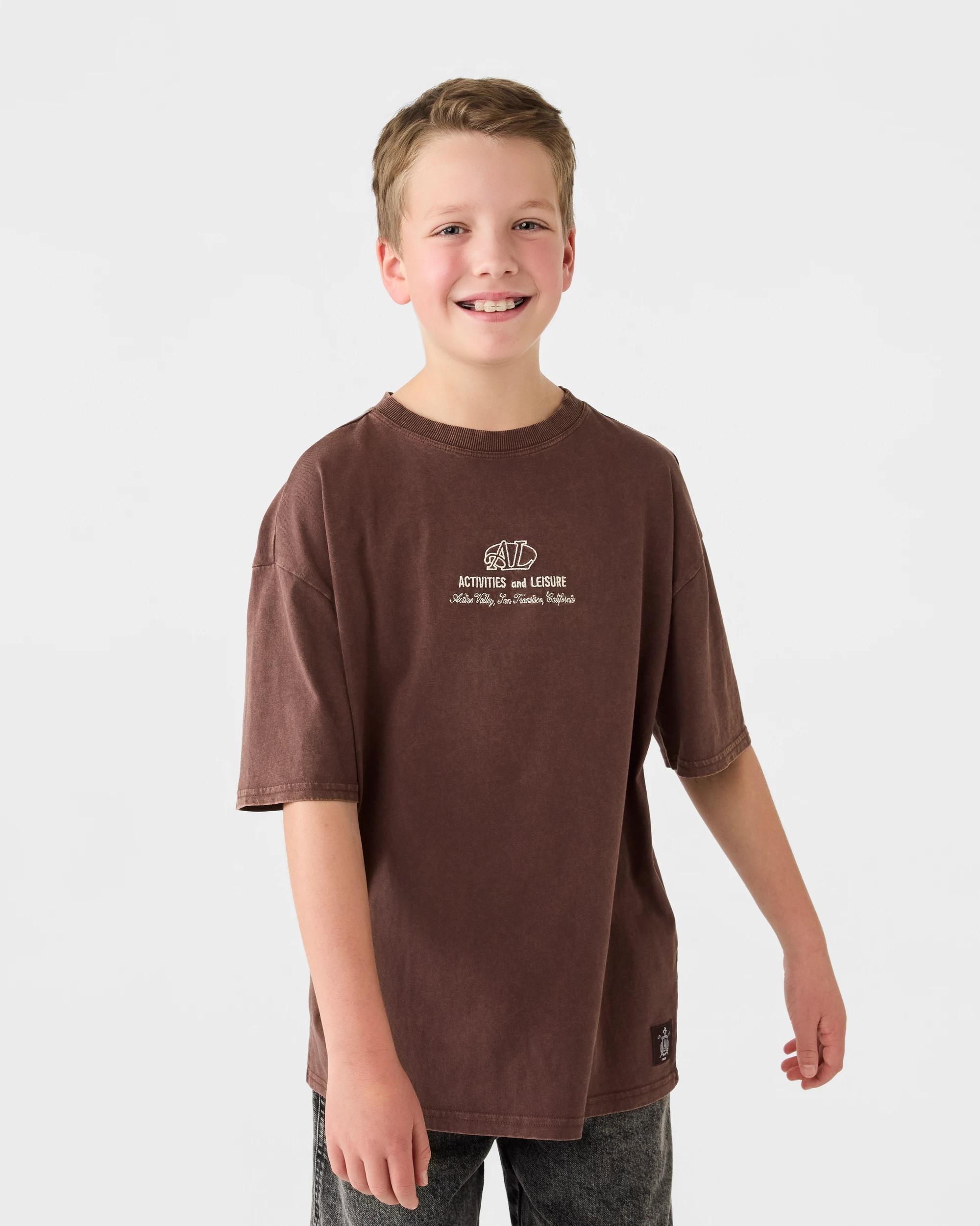1 Short Sleeve Oversized Embroidered T-shirt Brn Slogan, 1 of 8