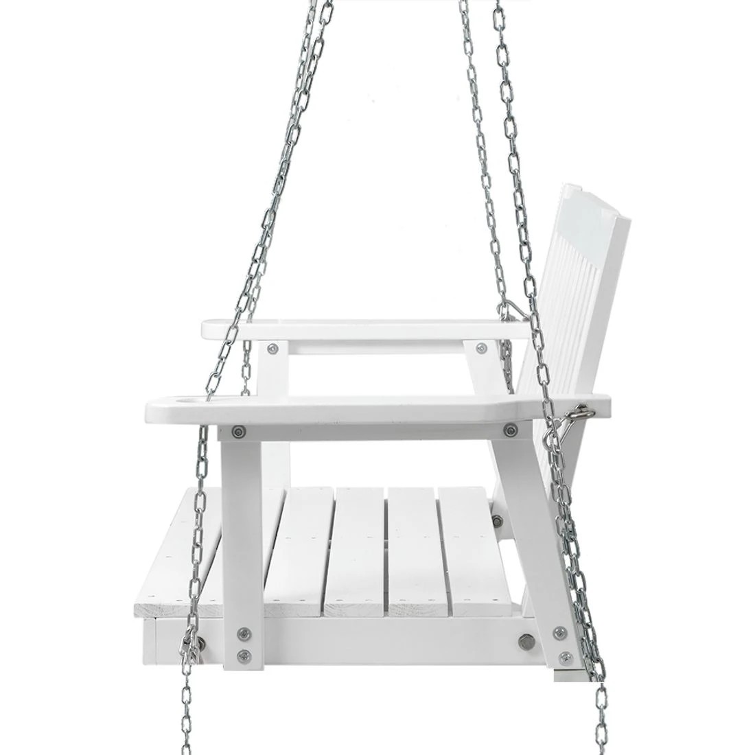 4 Gardeon Porch Swing Chair With Chain Outdoor Furniture Wooden Bench 2 Seat - White, 4 of 6