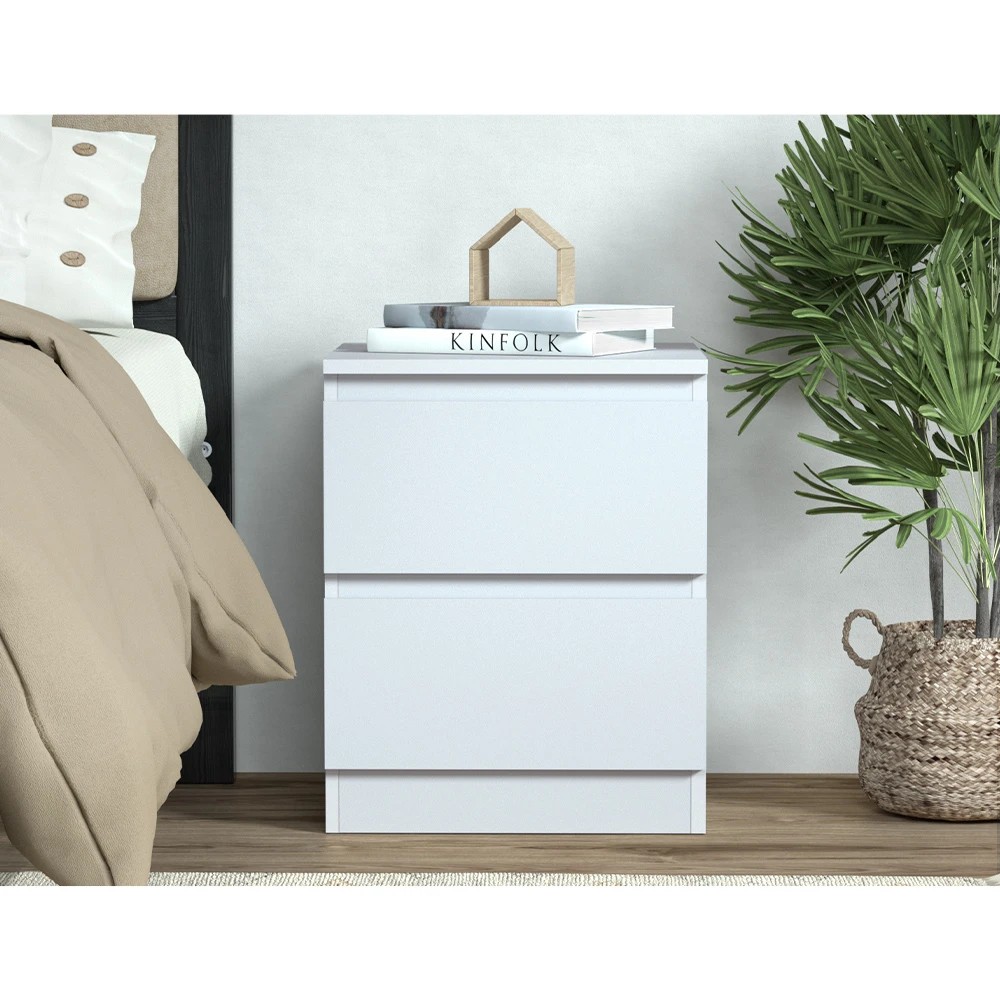 3 Artiss Bedside Table 2 Drawers Nightstand Bedroom Storage Compact Design Space Saving Modern Decor Easy Assembly - White, 3 of 8