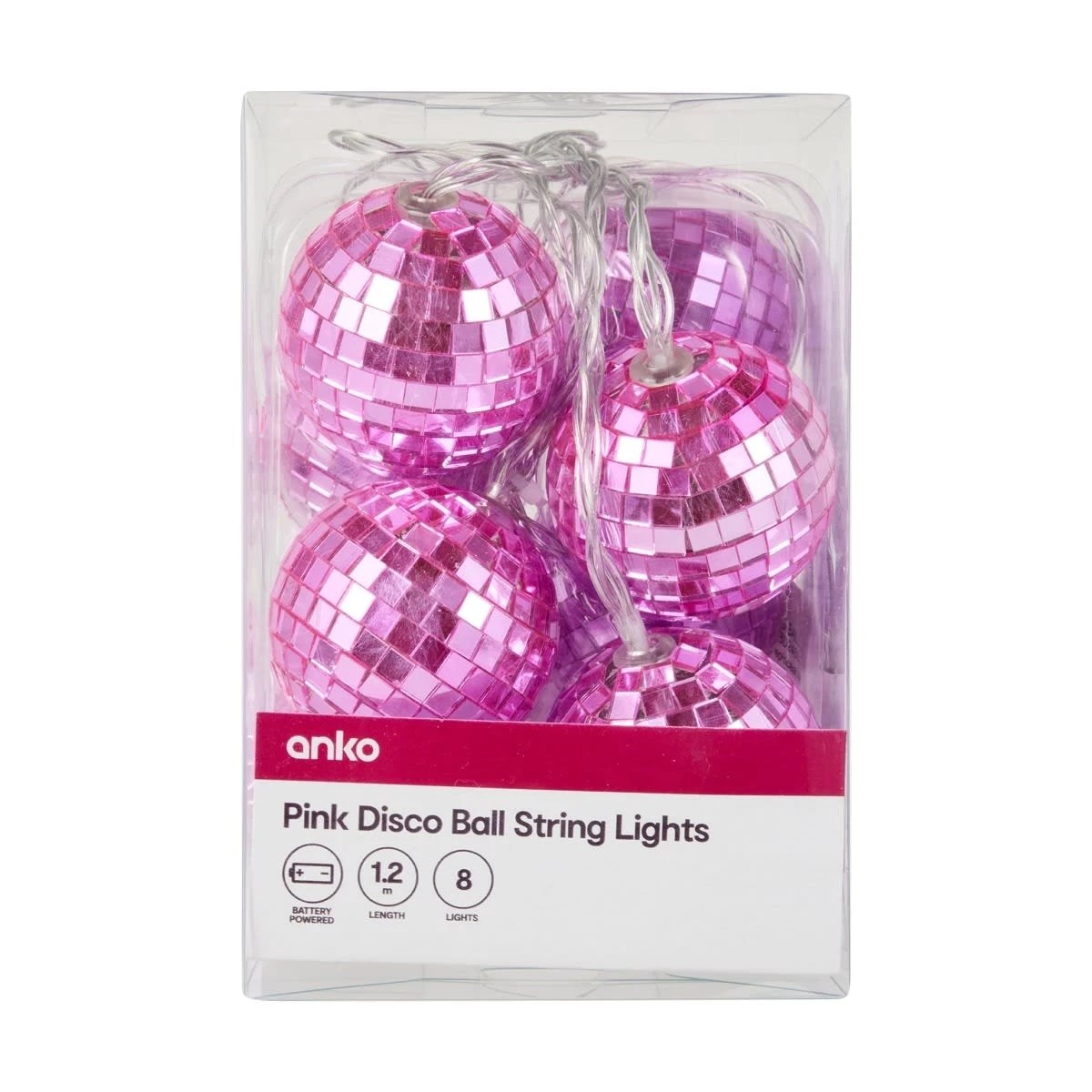 8 Pink Disco Ball String Lights, 8 of 8