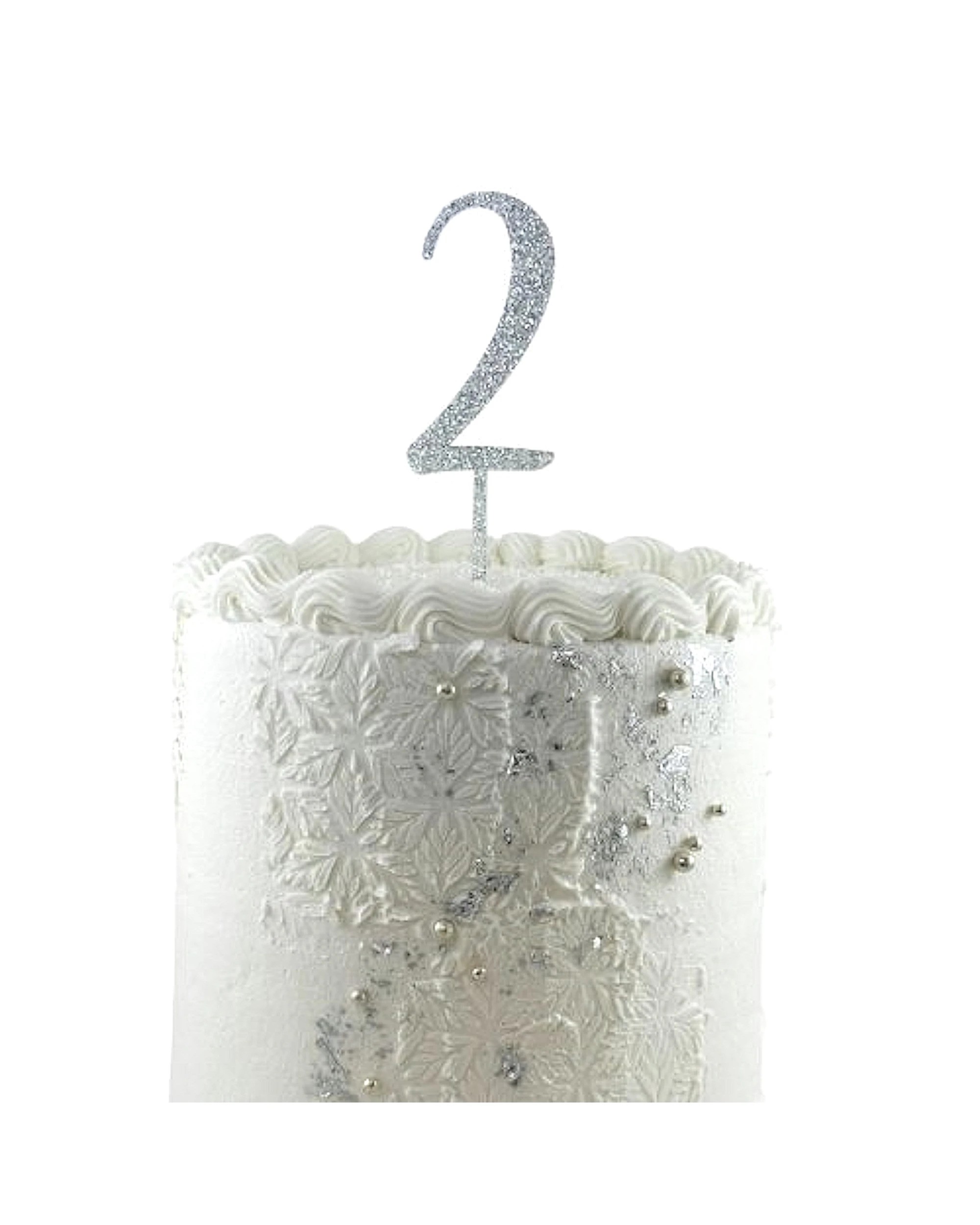 1 Alpen Glitter Acrylic Number 2 Cake Topper - Silver, 1 of 1