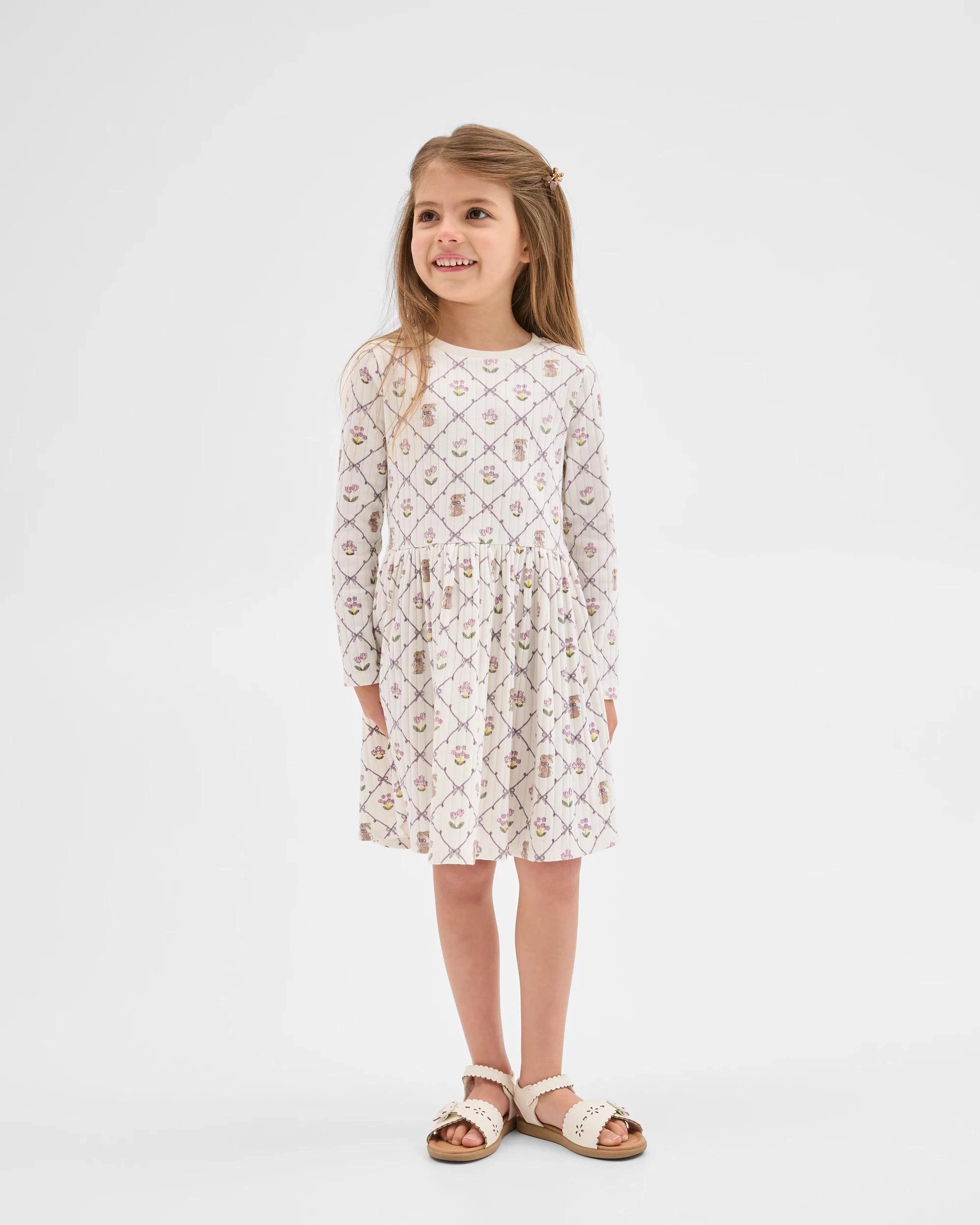1 Target Kids Easter Australian Cotton Blend Long Sleeve Knit Dress AOP MULTI, 1 of 6