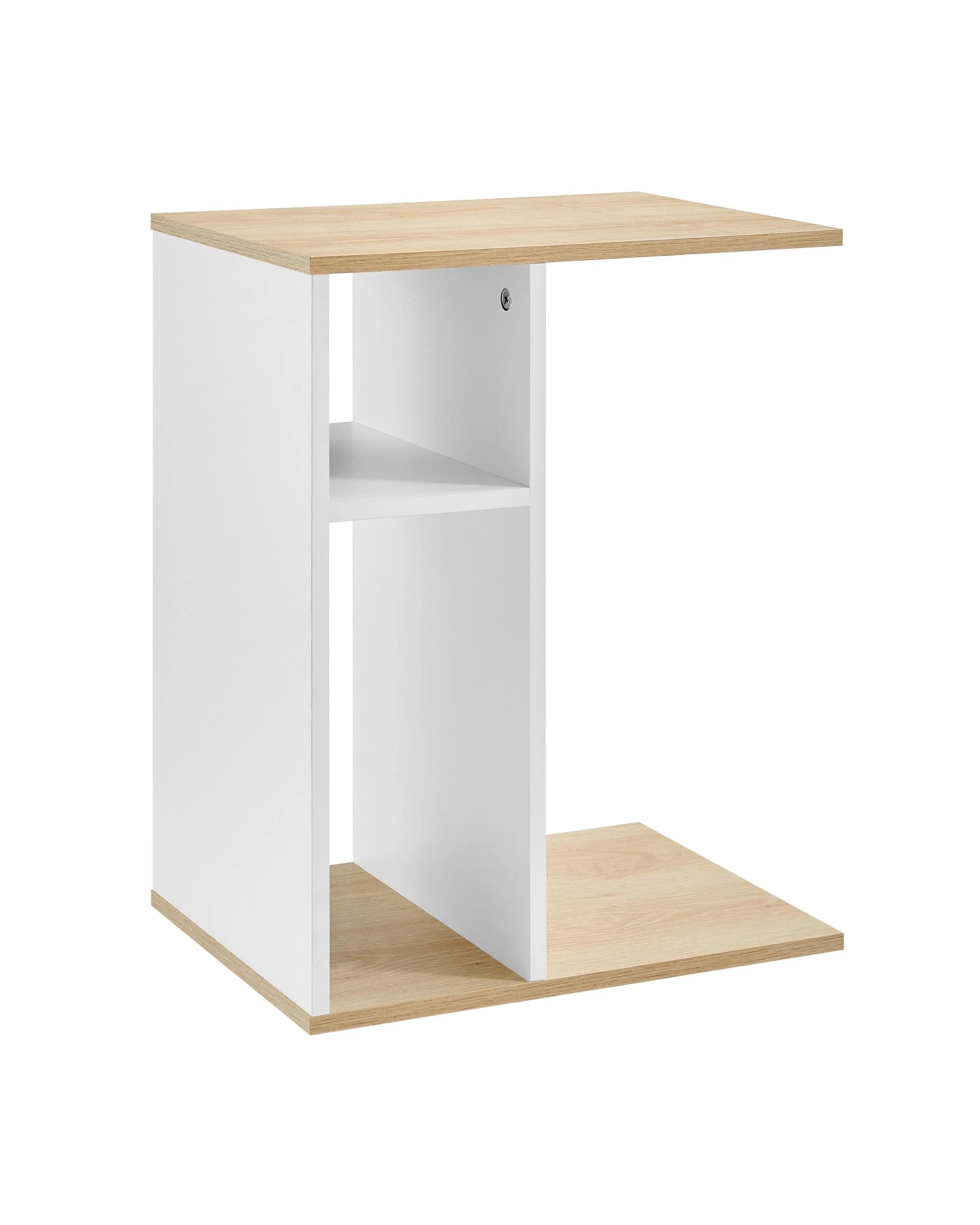 1 Kodu C Table Side Table with Storage Shelf Oak Look - White, 1 of 8