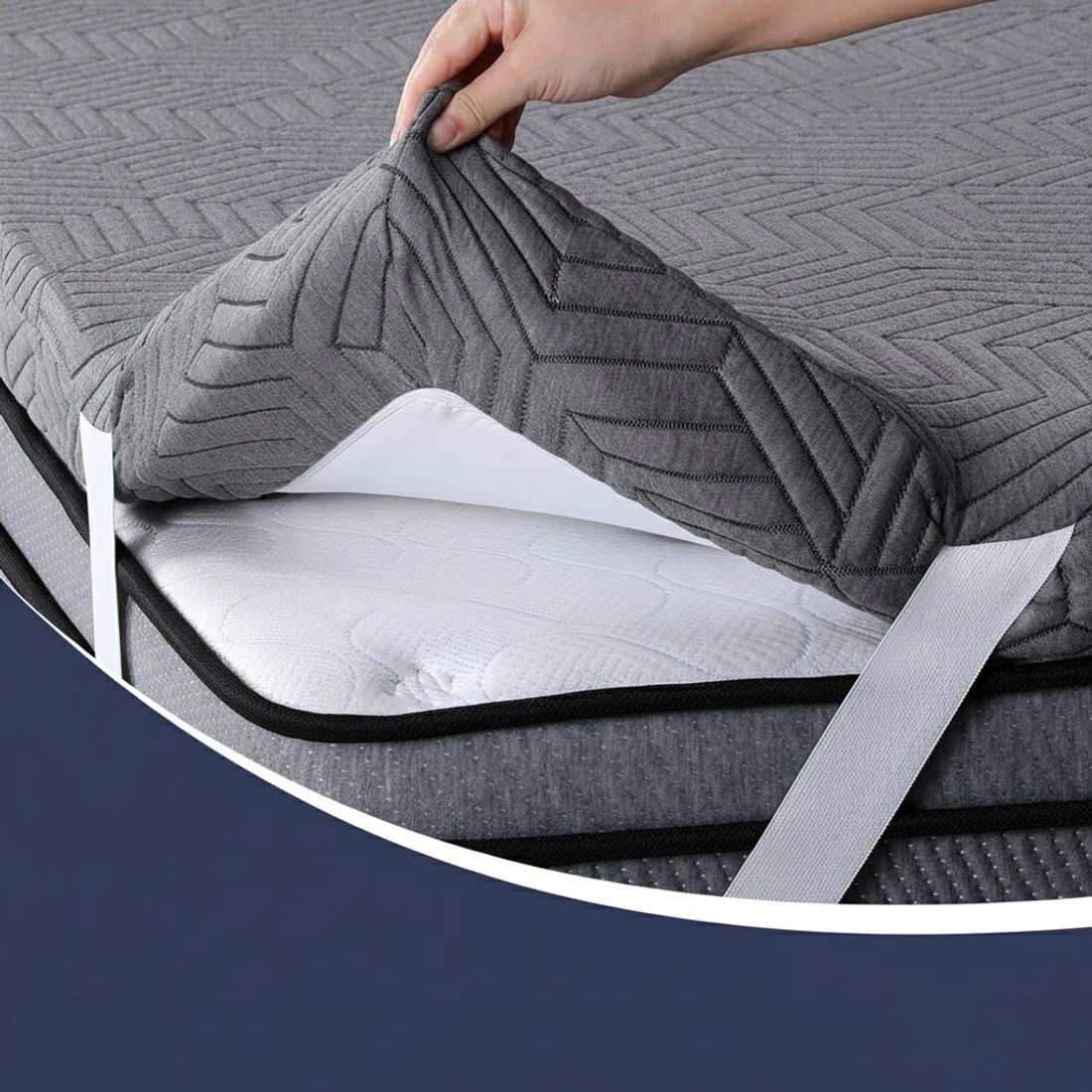 8 Giselle 8cm Memory Foam Mattress Topper Gel Dual Layer Foam Bamboo King Single - King Single Bed - Grey, 8 of 9