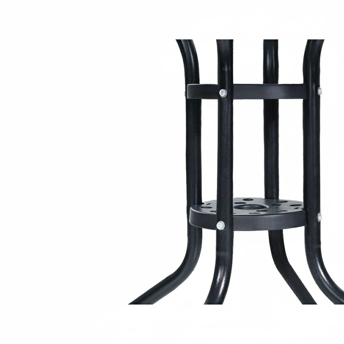 5 Gardeon Outdoor Bar Table Glass Cafe Table Steel Side Parasol Hole - Black, 5 of 6