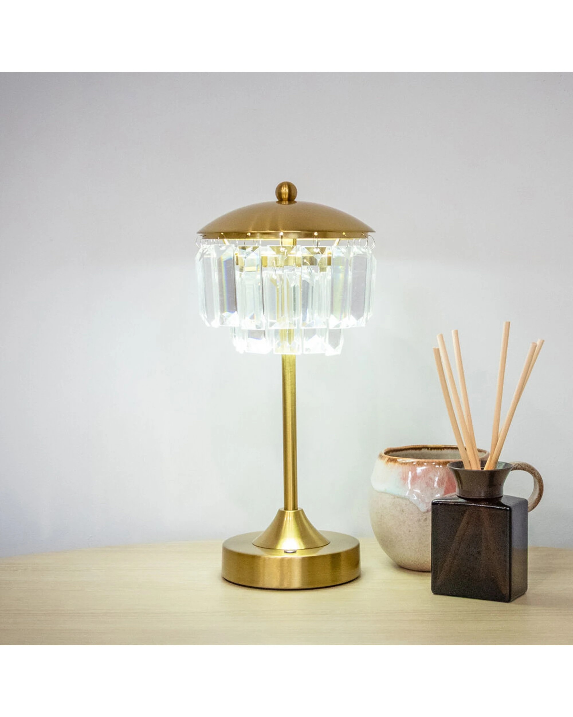 7 BOYLE Rechargeable LED Table Lamp Crystals Shade Adjustable Lighting 2000mA - Bronze, 7 of 8
