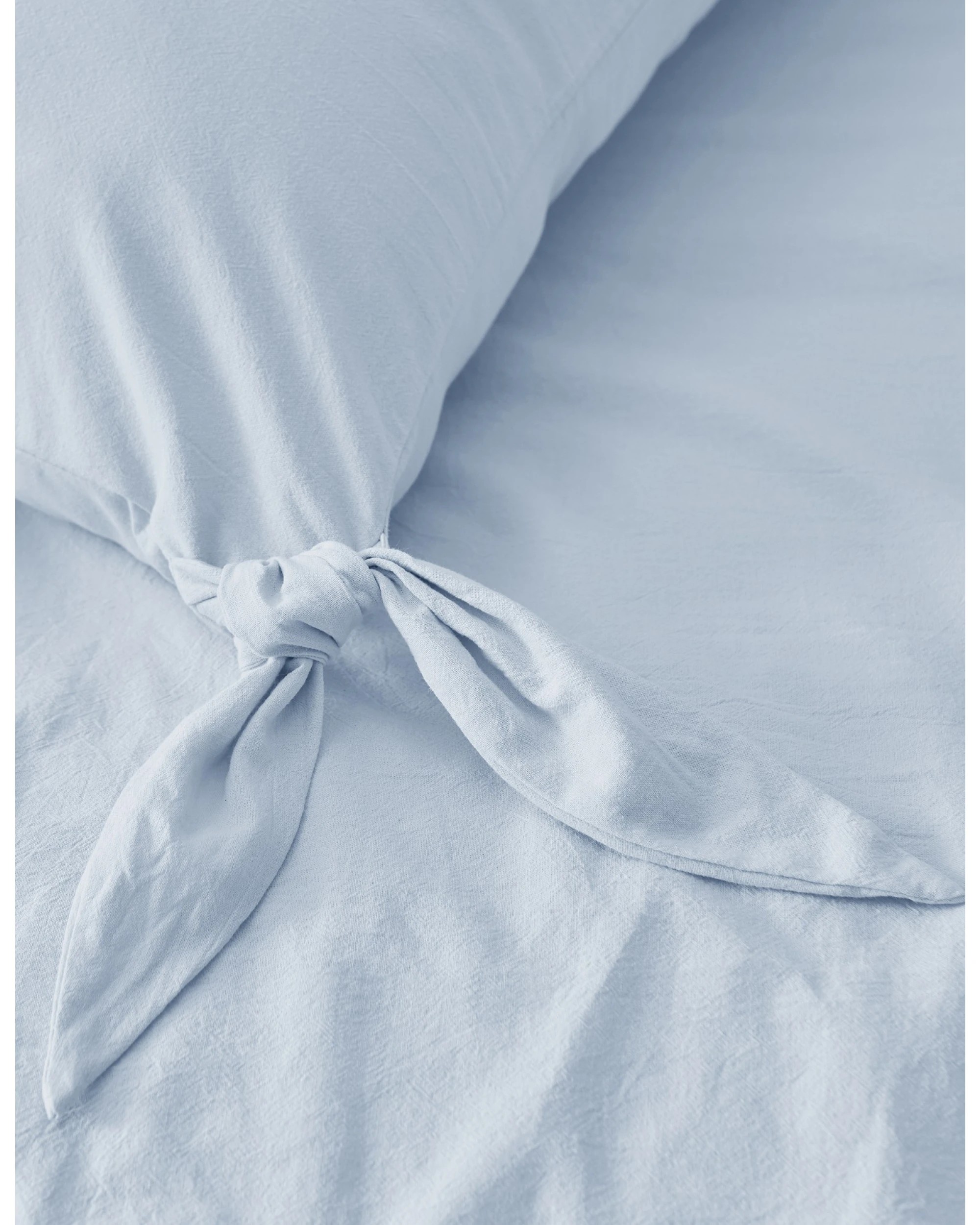 4 Dreamaker Bonnie Washed Cotton Quilt Cover Set with Bows Double Bed - Queen Bed - Sky, 4 of 9