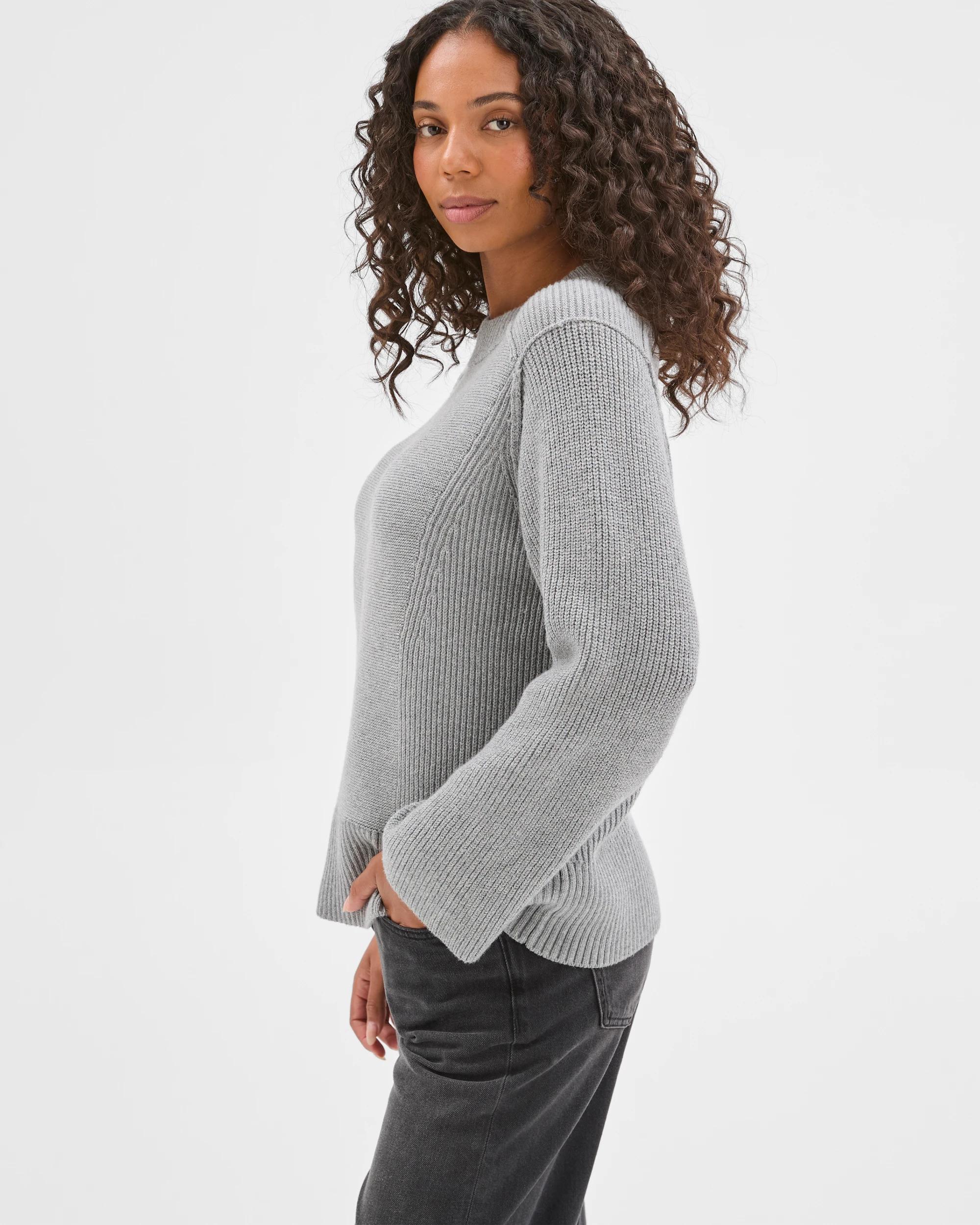 5 Target Woman Australian Cotton Blend Knit Stitch Crew Neck Jumper MID GREY MARLE, 5 of 9