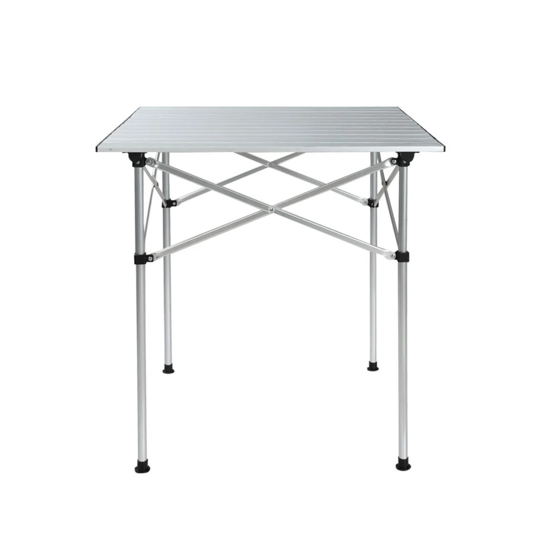 3 Weisshorn Folding Camping Table 70CM Roll Up Outdoor Picnic BBQ Aluminium Desk - Silver, 3 of 6