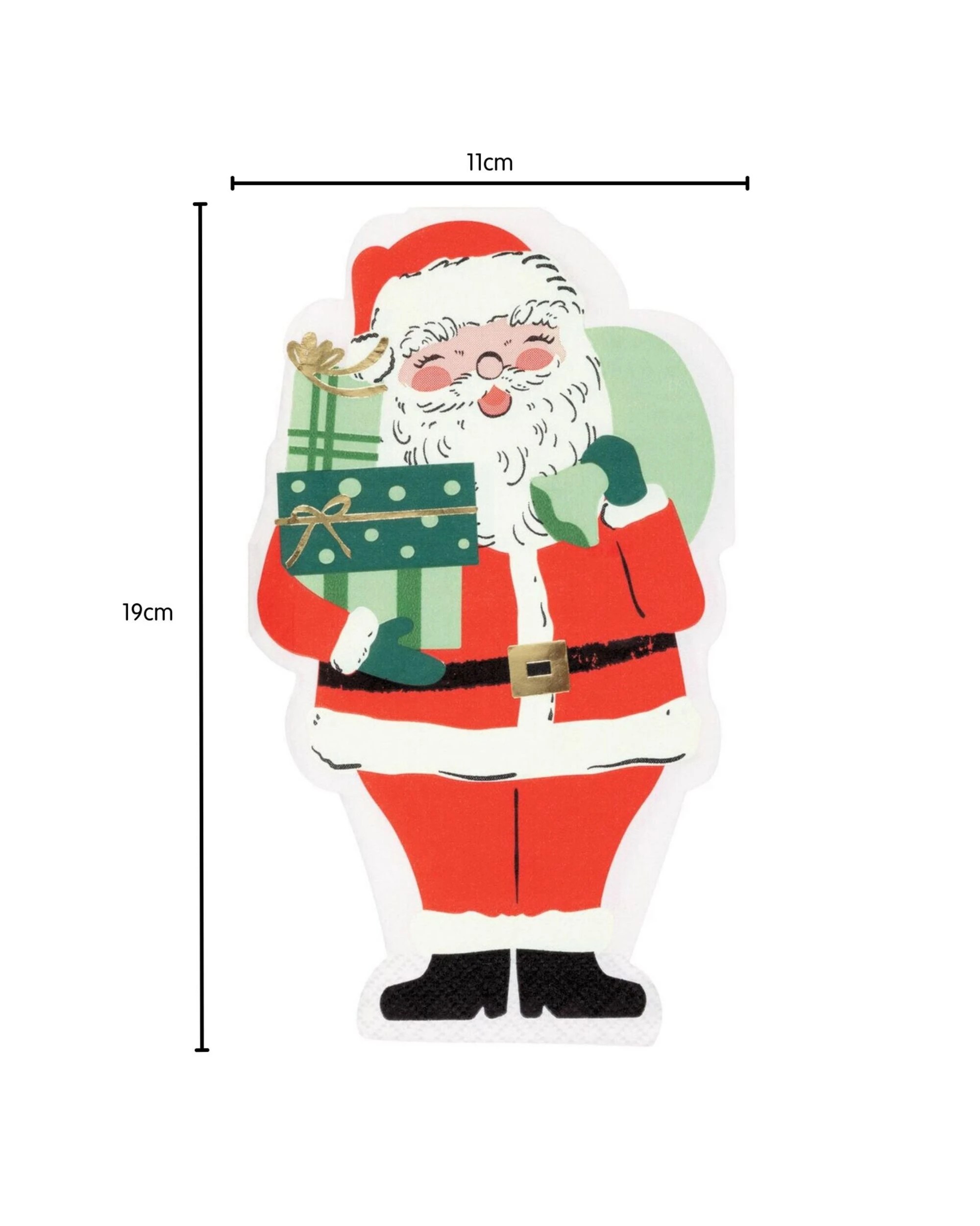 2 Meteor Vintage Santa Shaped Paper Napkins Serviettes Pack of 16 - Multi, 2 of 2